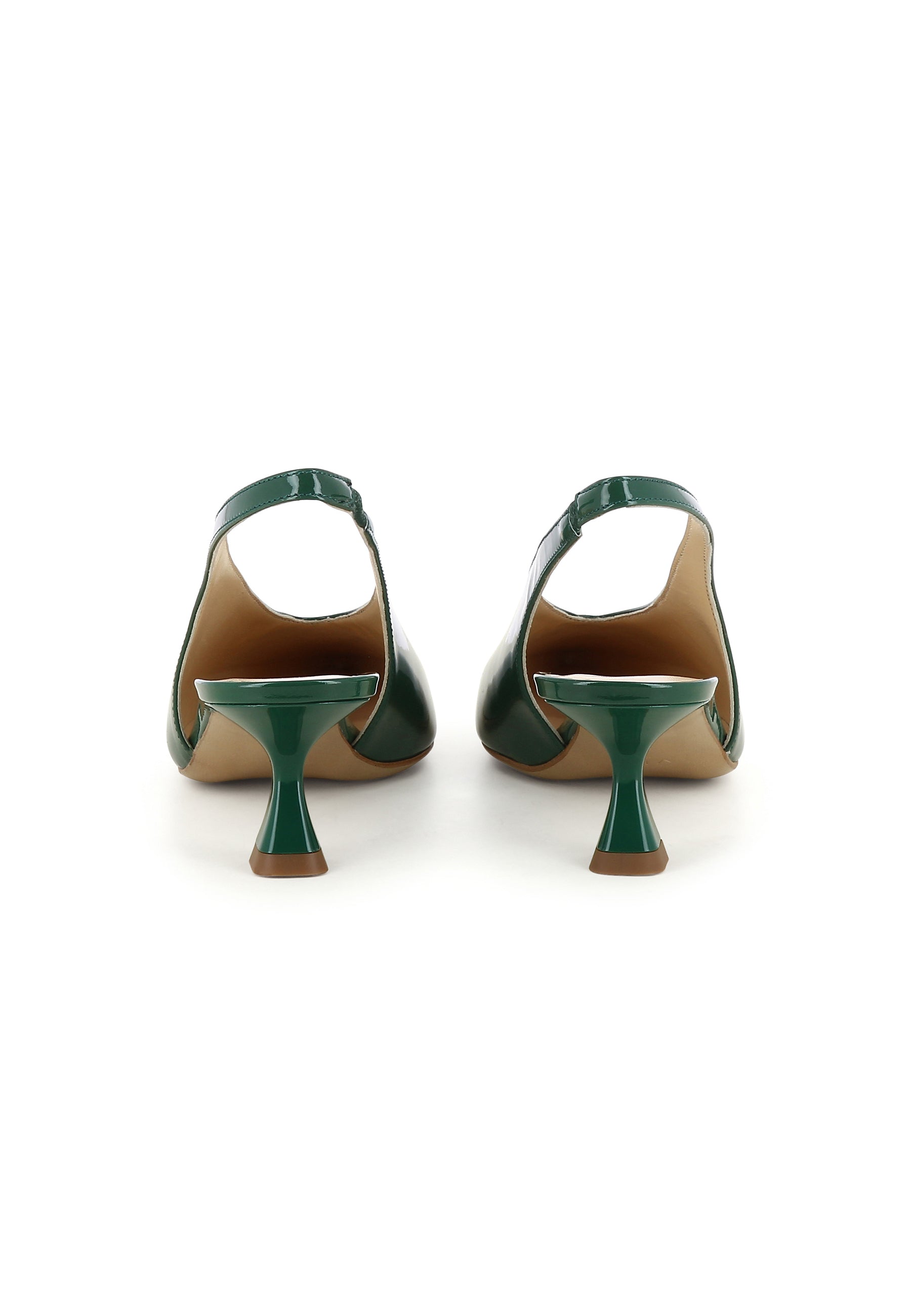 PERLA Damen Sling Pumps - Lackleder Dunkelgrün