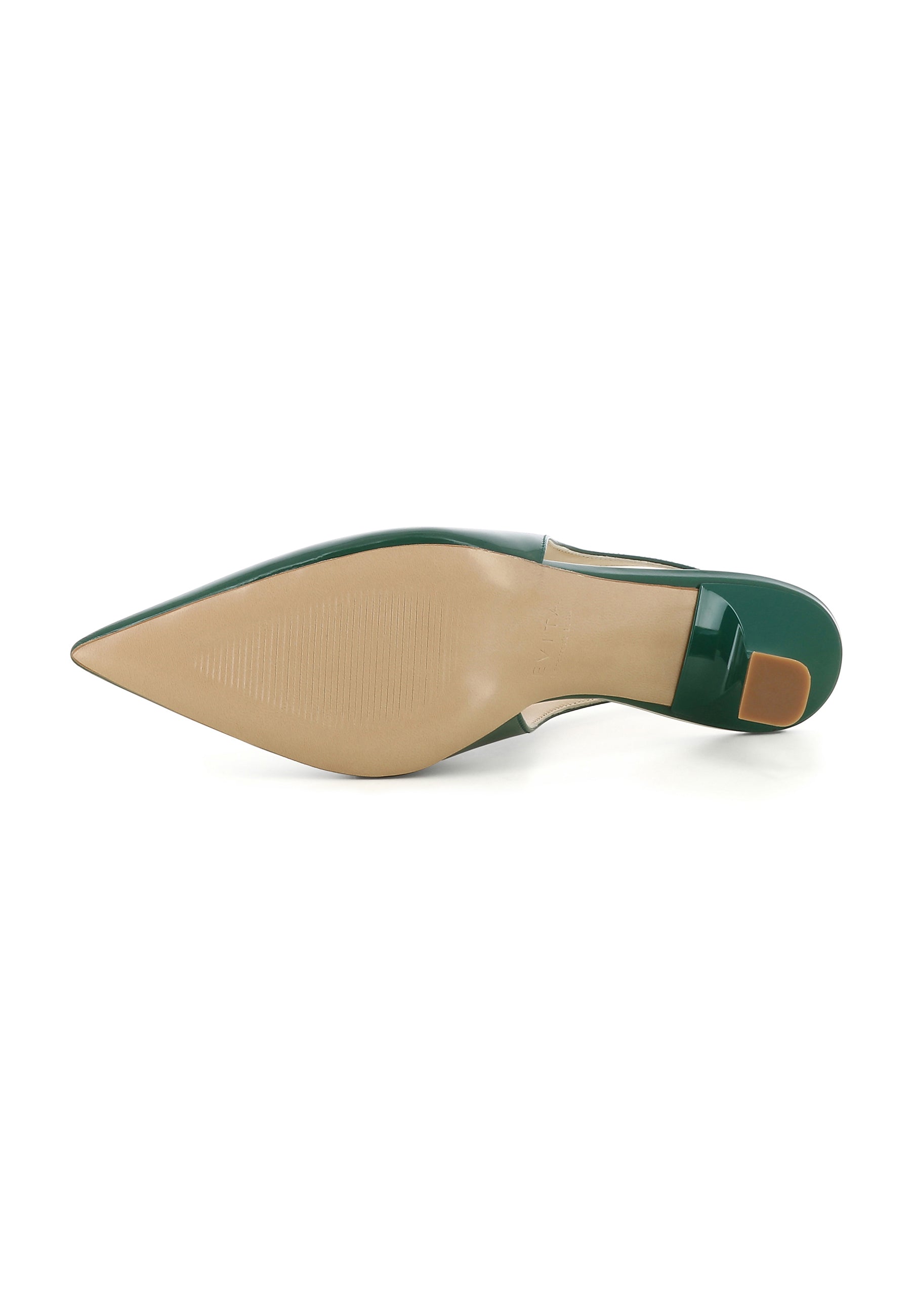 PERLA Damen Sling Pumps - Lackleder Dunkelgrün