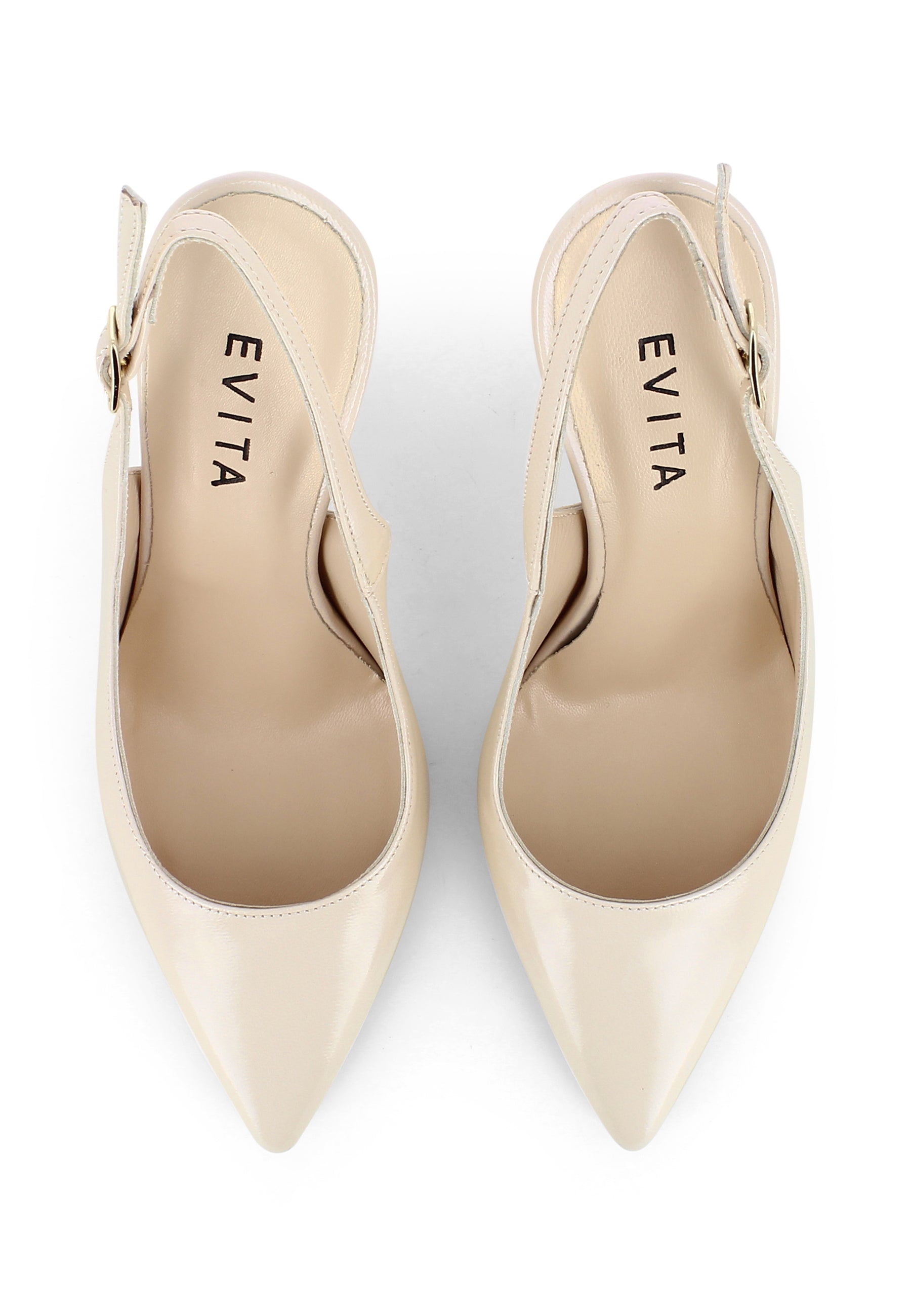 ALINA Damen Sling Pumps - Glanzleder Hellbeige