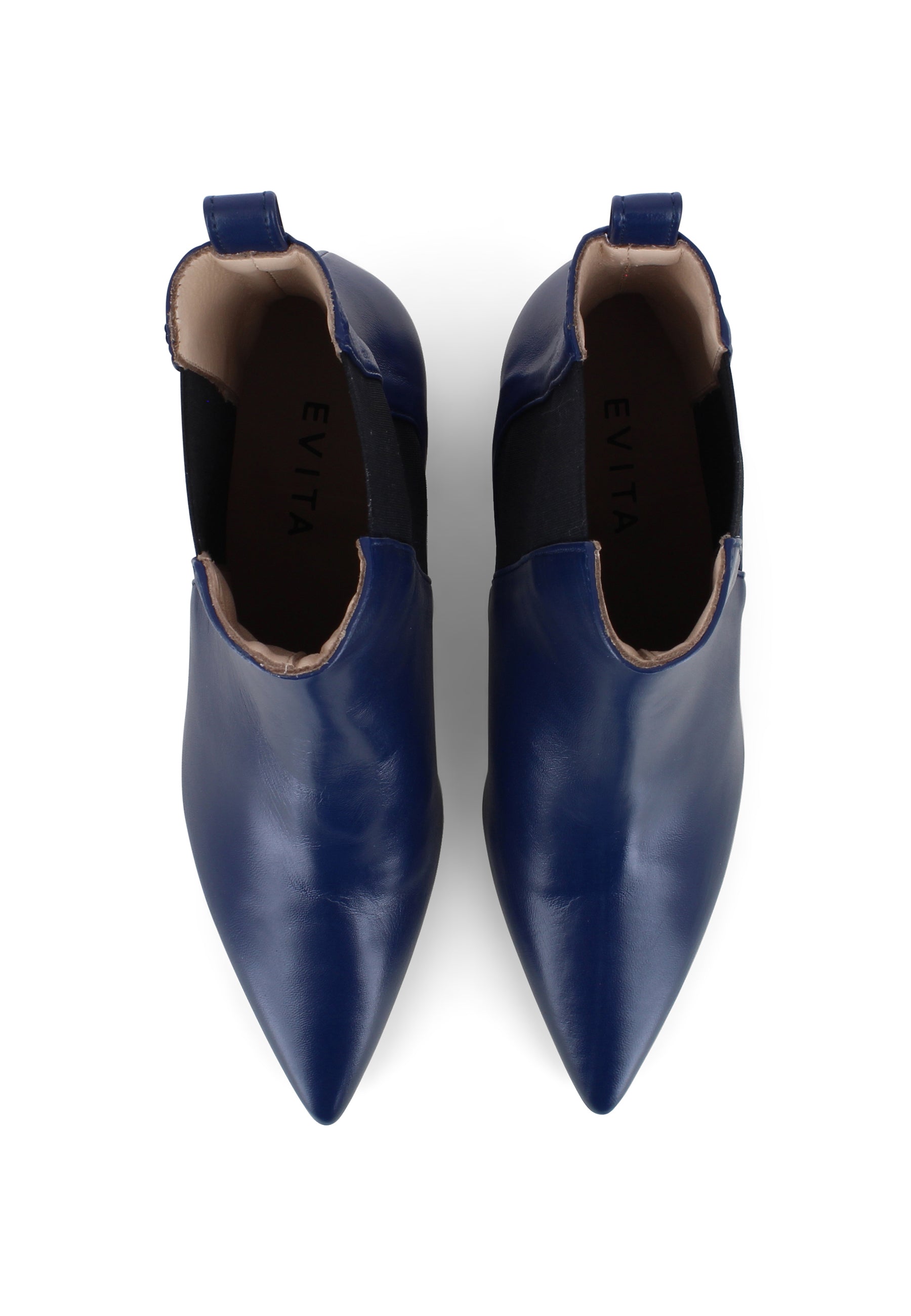 DARIANA Damen Reiterstiefelette - Glattleder Dunkelblau