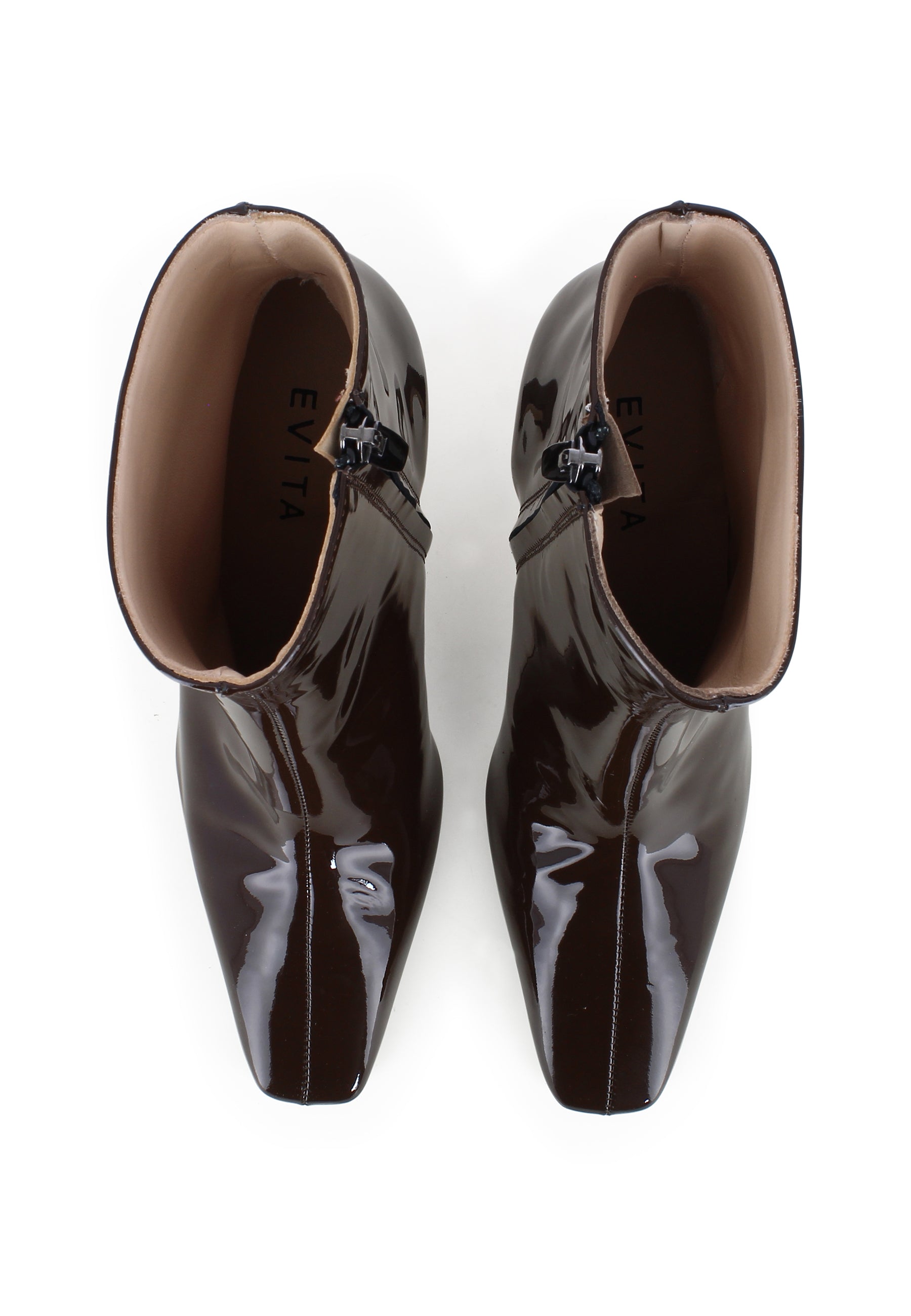 CARMELA Damen Stiefelette - Lackleder Dunkelbraun