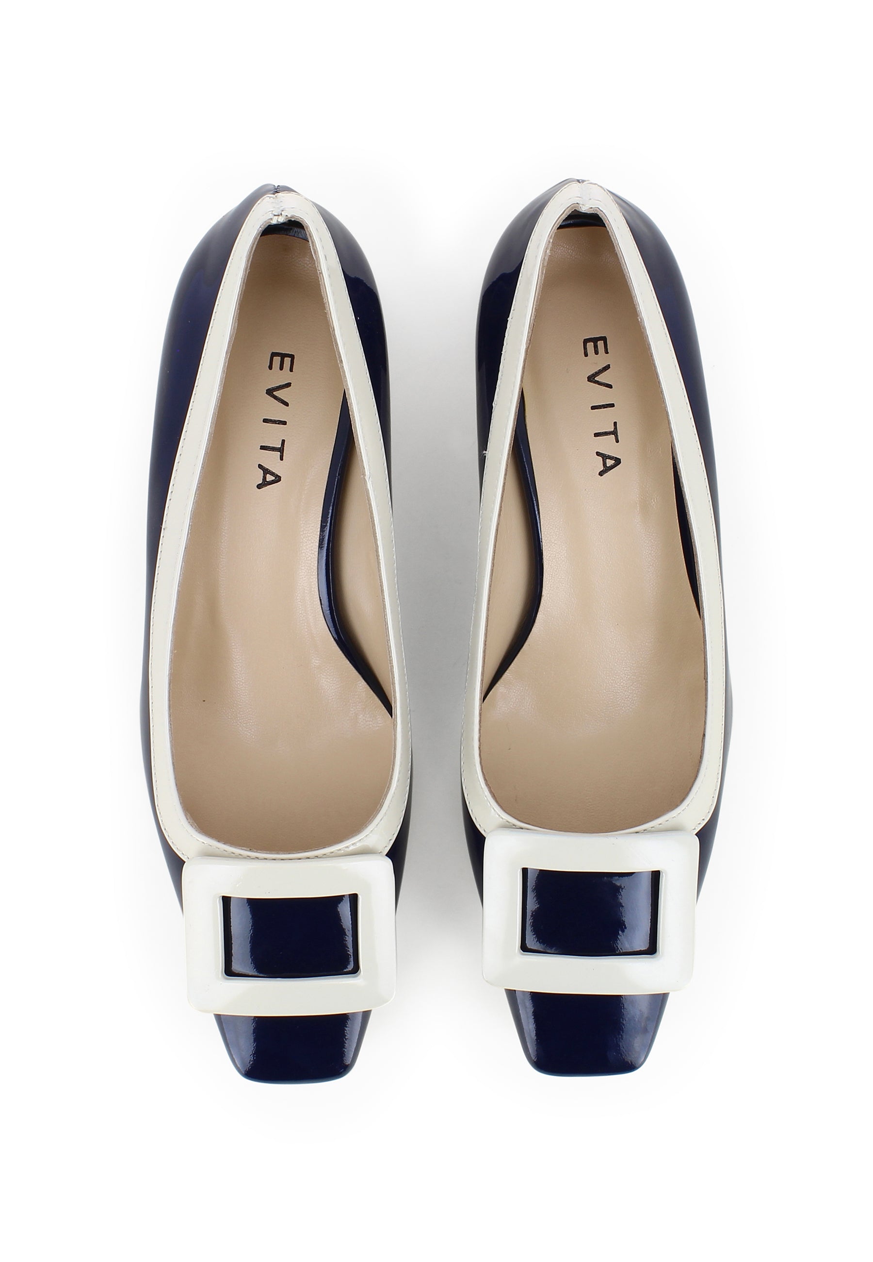 SABRINA Damen Pumps - Lackleder Dunkelblau/ Creme