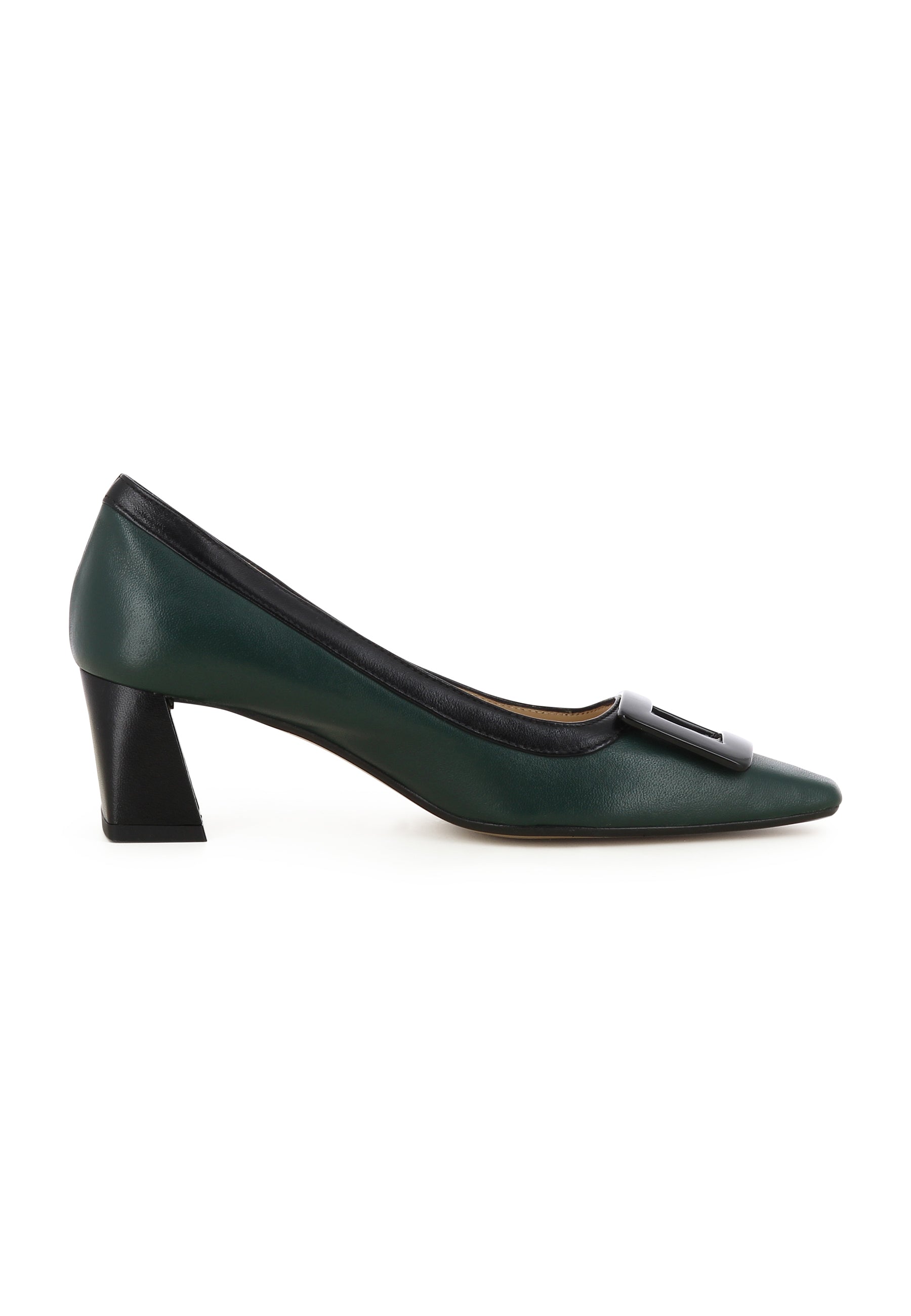 VANESSA Damen Pumps - Glattleder Grün/Schwarz