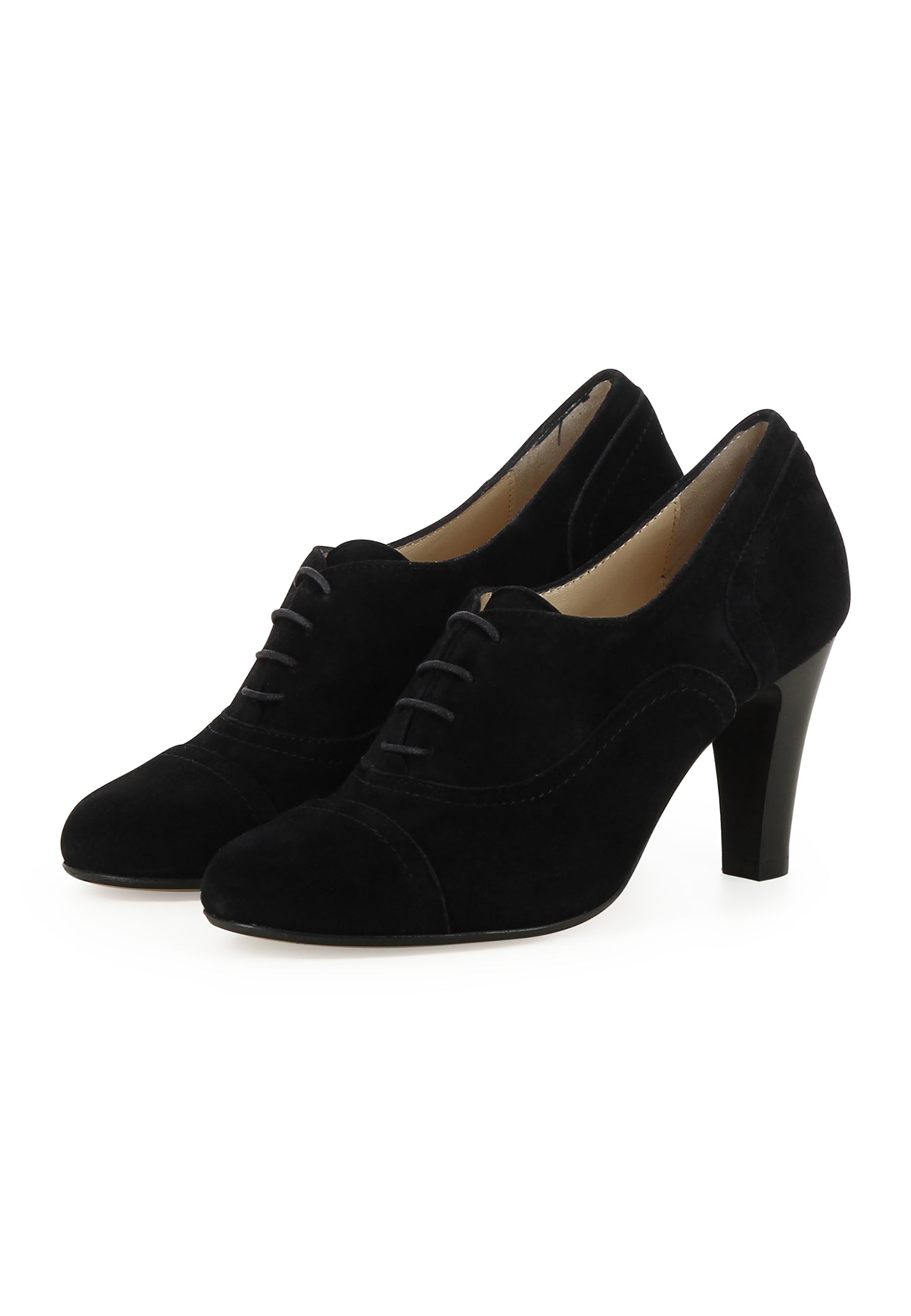 MARIA Damen Schnürpumps - Rauleder Schwarz