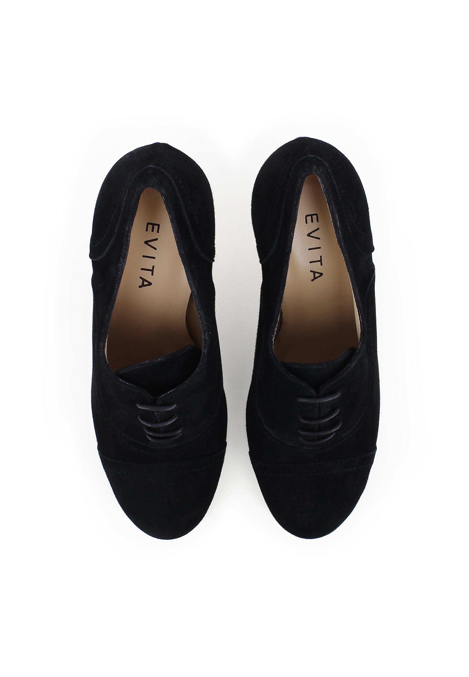 MARIA Damen Schnürpumps - Rauleder Schwarz