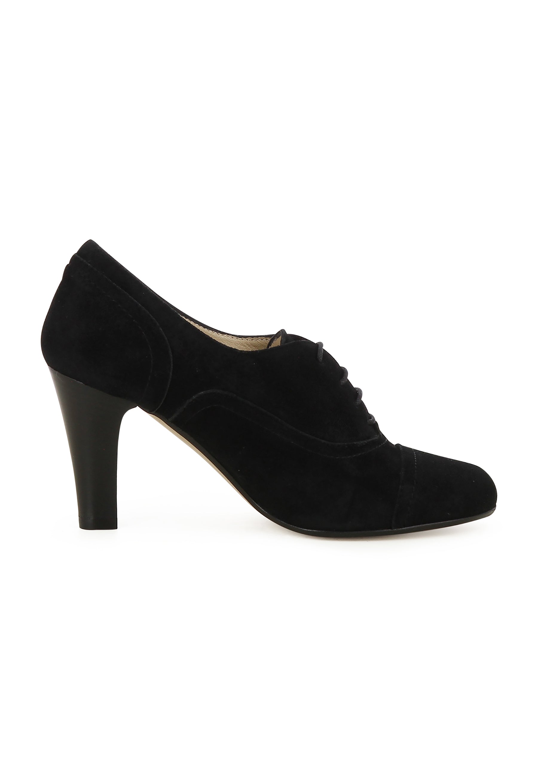 MARIA Damen Schnürpumps - Rauleder Schwarz