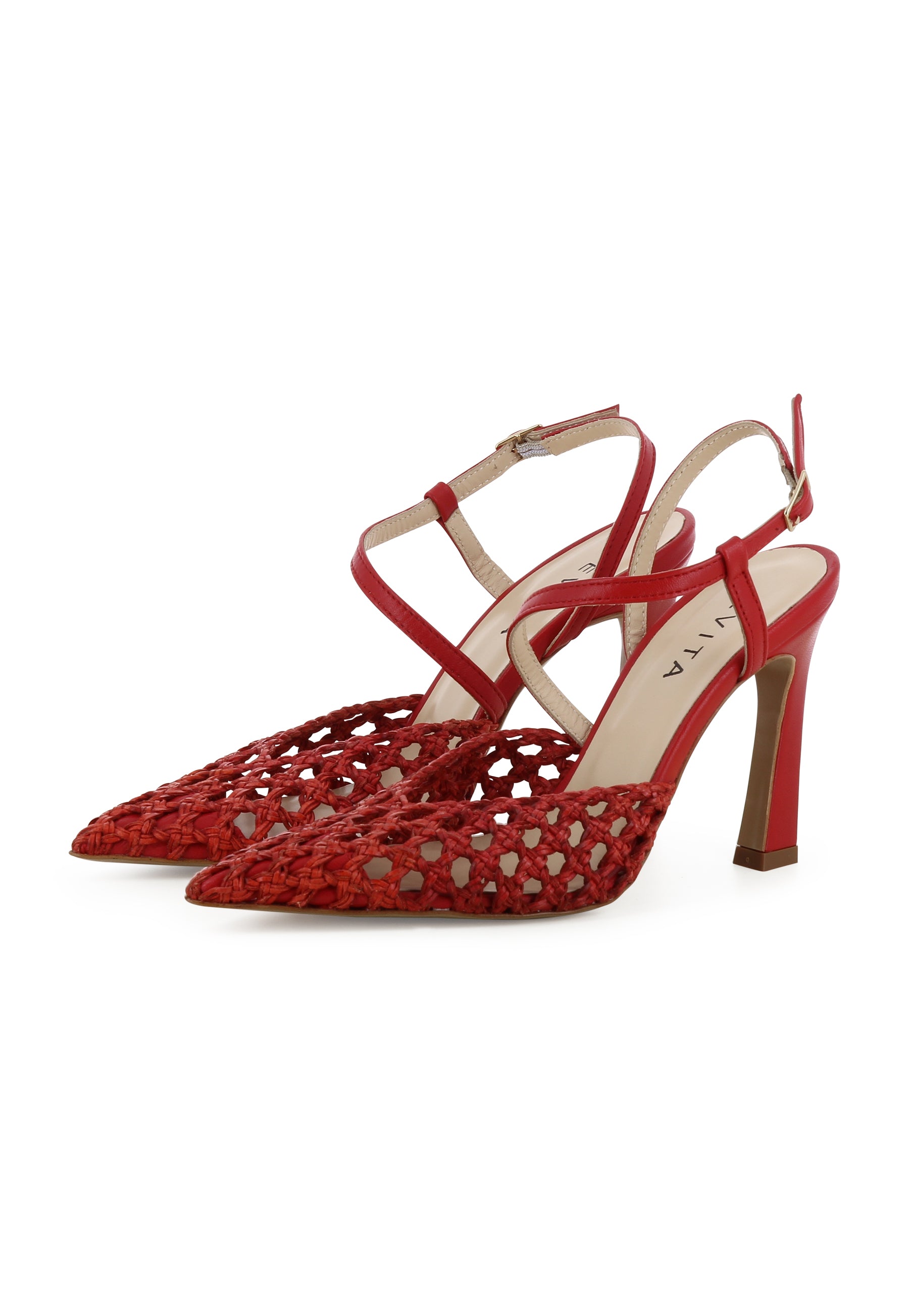 PIA Damen Sling Pumps - Raffia Rot