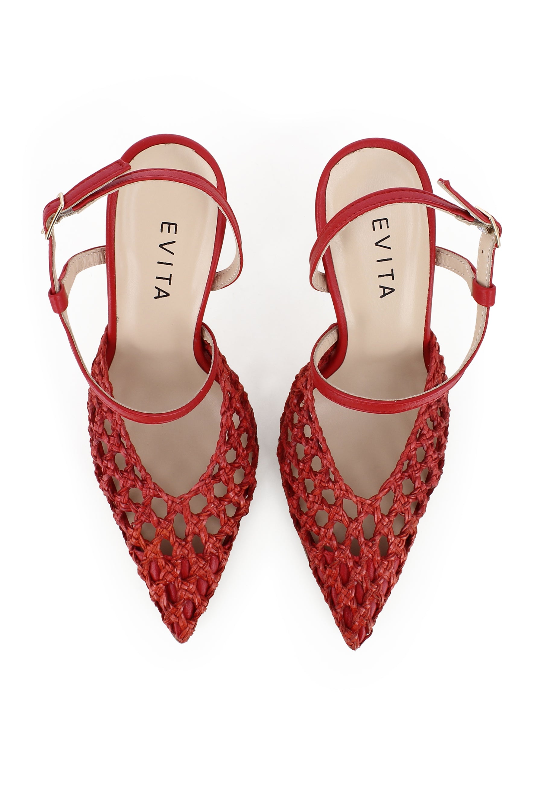 PIA Damen Sling Pumps - Raffia Rot