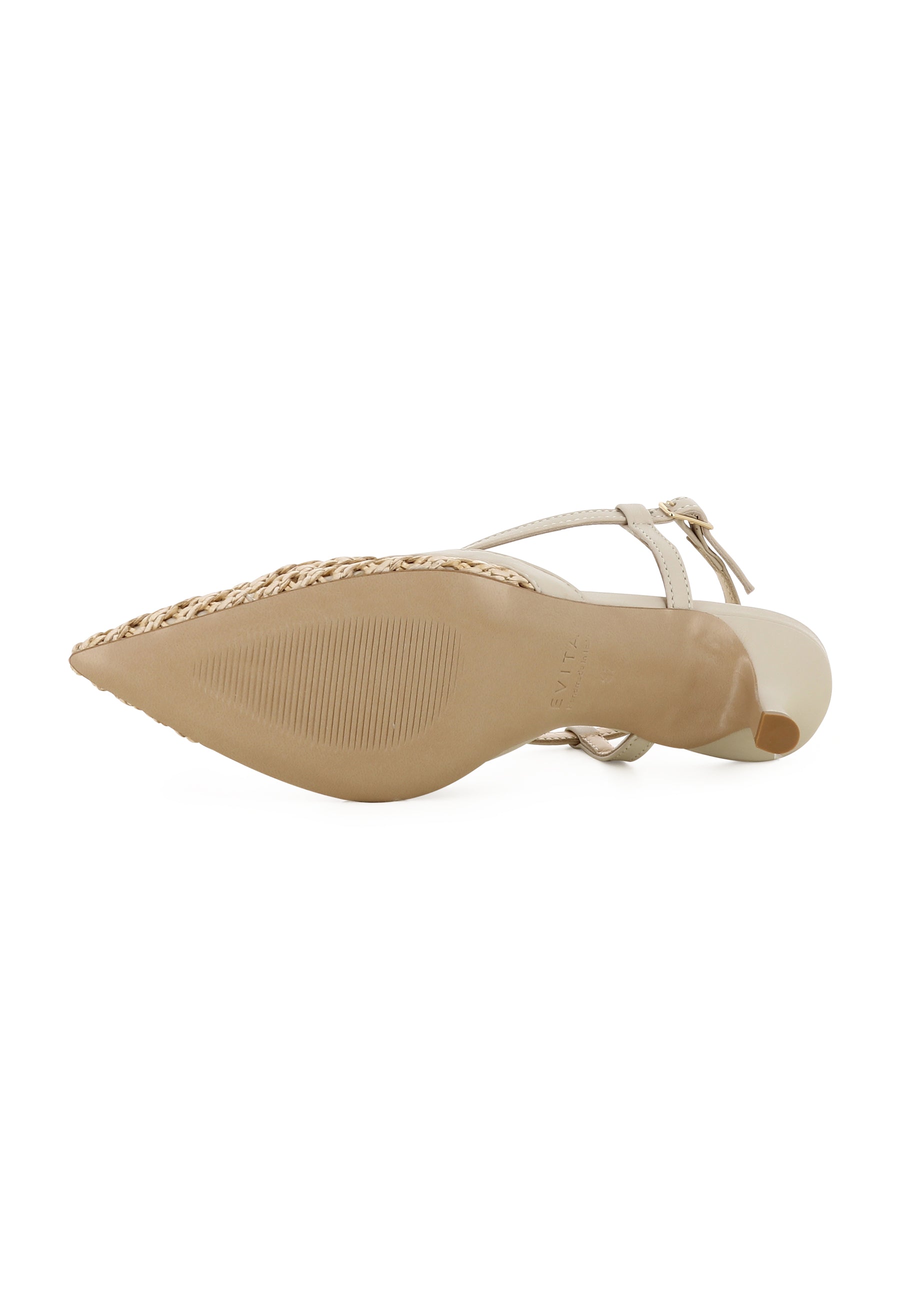 PERLA Damen Sling Pumps - Raffia Hellbeige