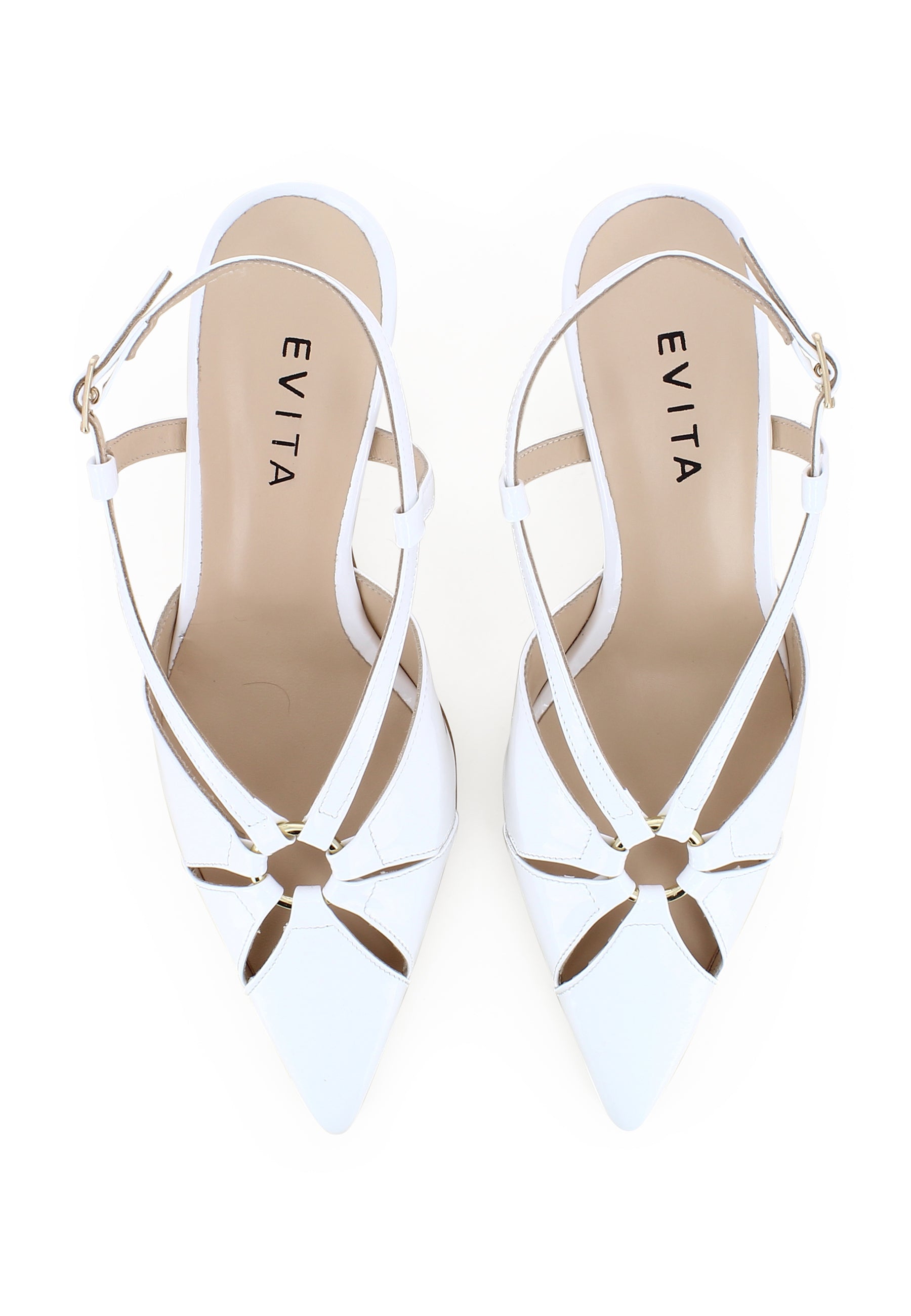 PERLA Damen Sling Pumps - Lackleder Weiß