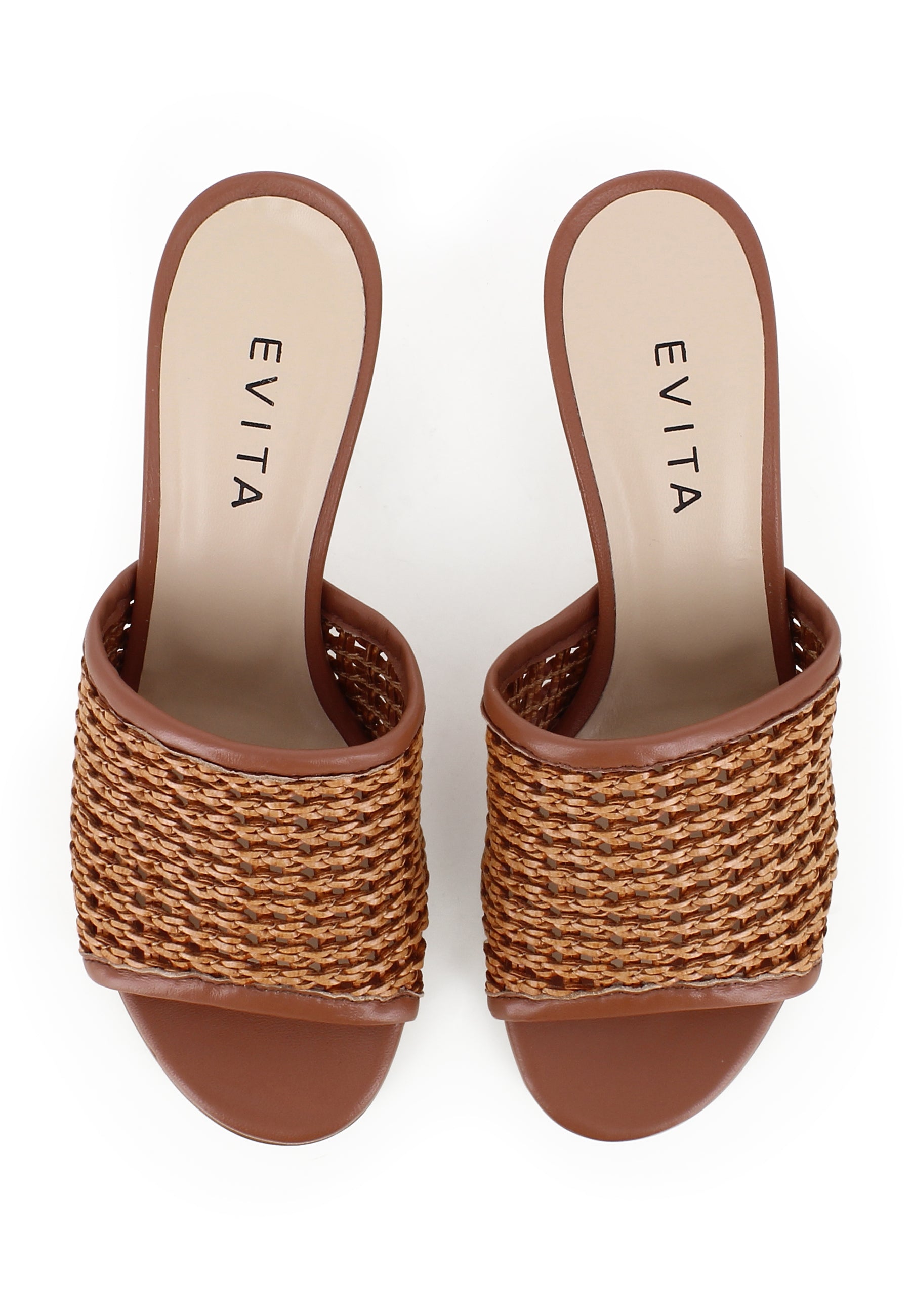ADRIANA Damen Pantolette - Raffia Braun