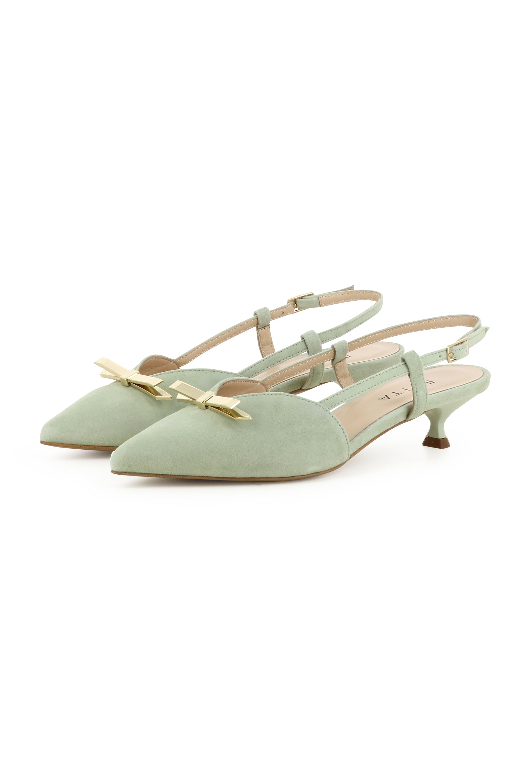 GIORGIA Damen Sling Pumps - Rauleder Hellgrün