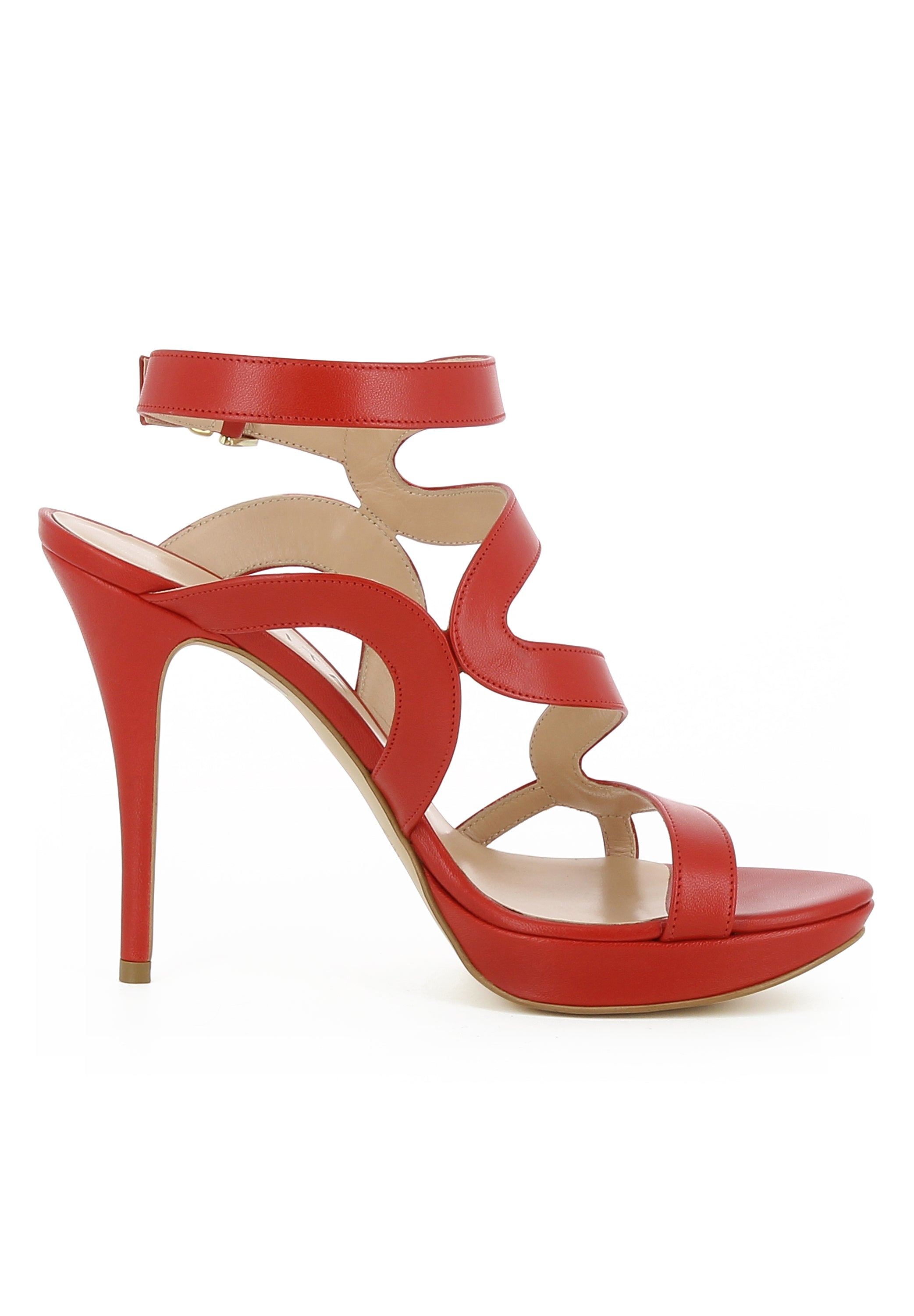 VALERIA Damen Sandalette  -  Glattleder dunkelrot