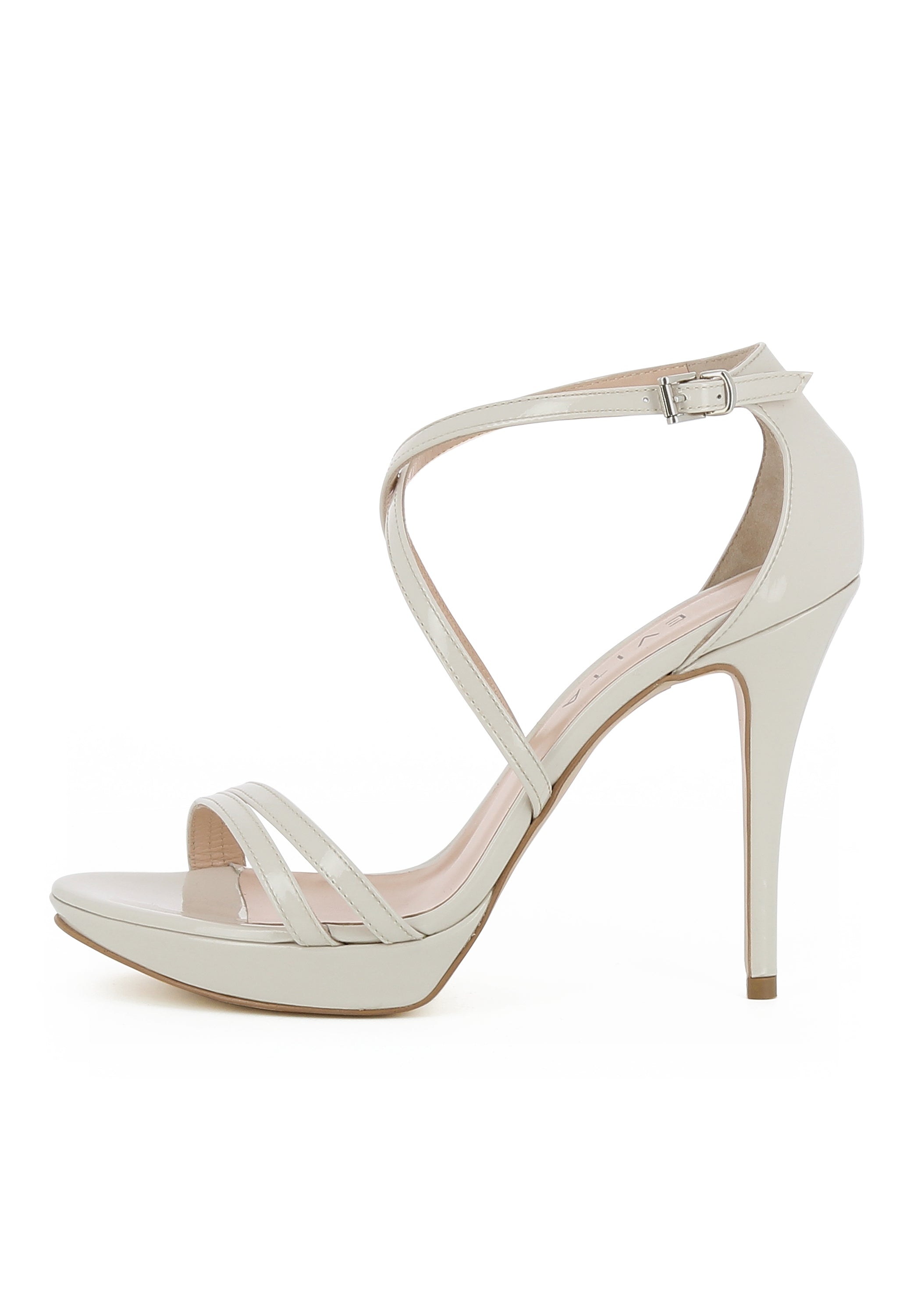 VALERIA Damen Sandalette  -  Lackleder beige