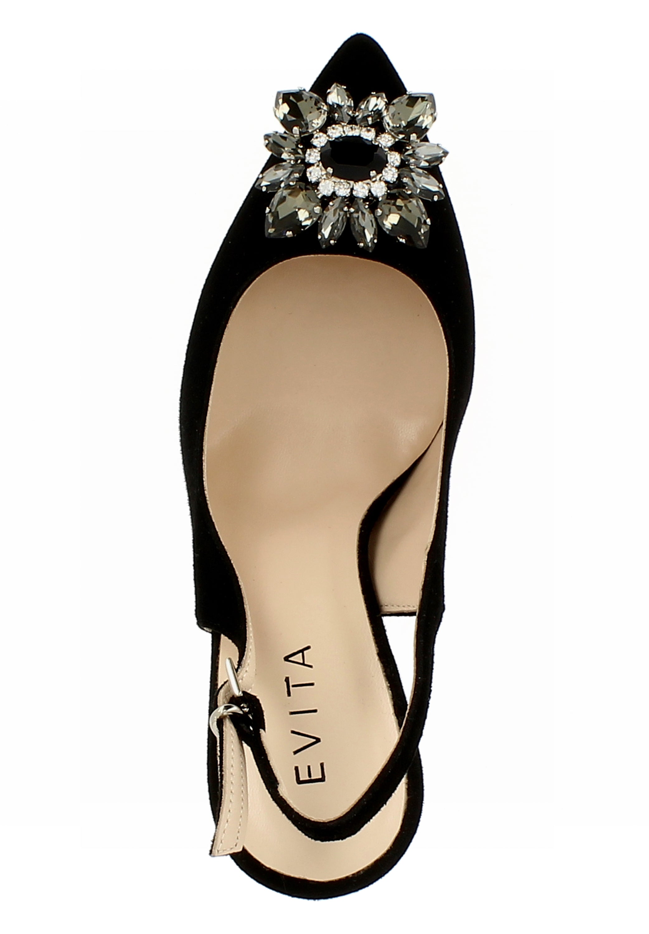 ALINA Damen Sling Pumps  -  Rauleder schwarz