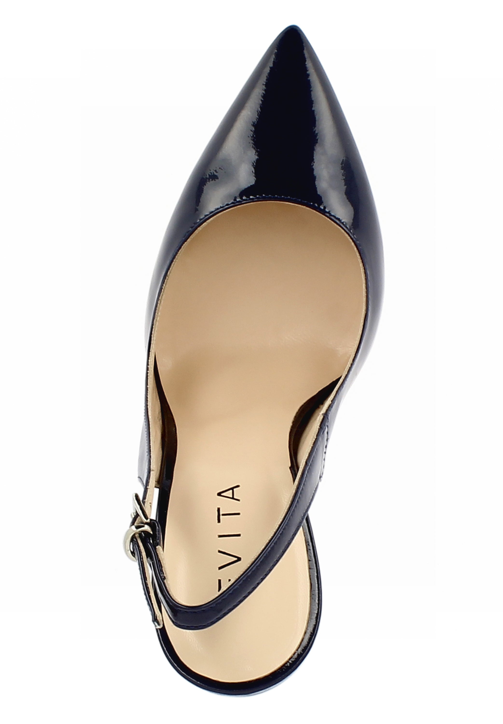 LISA Damen Sling Pumps  -  Lackleder dunkelblau
