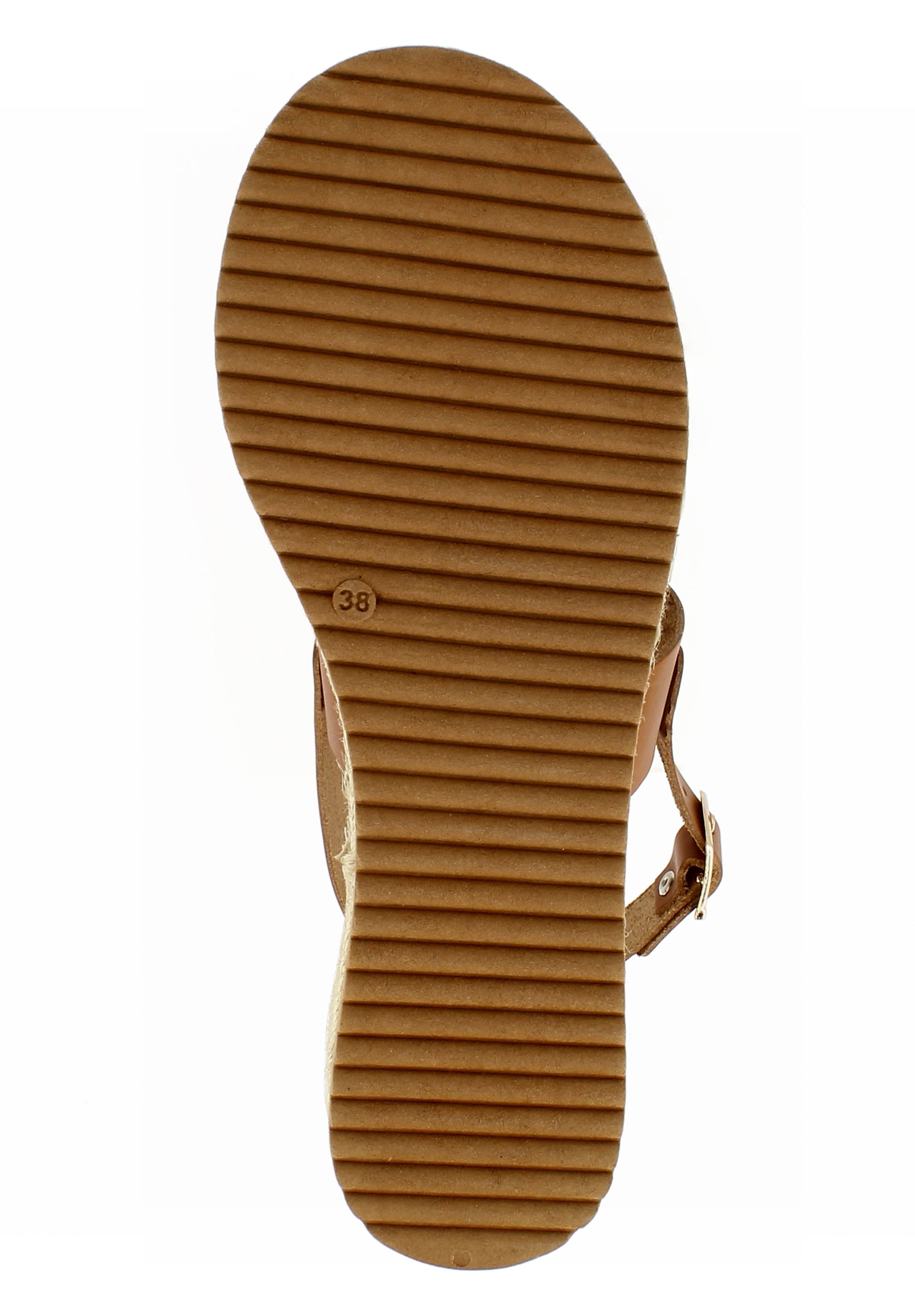 ATHENA Damen Plateausandalette  -  Glattleder cognac