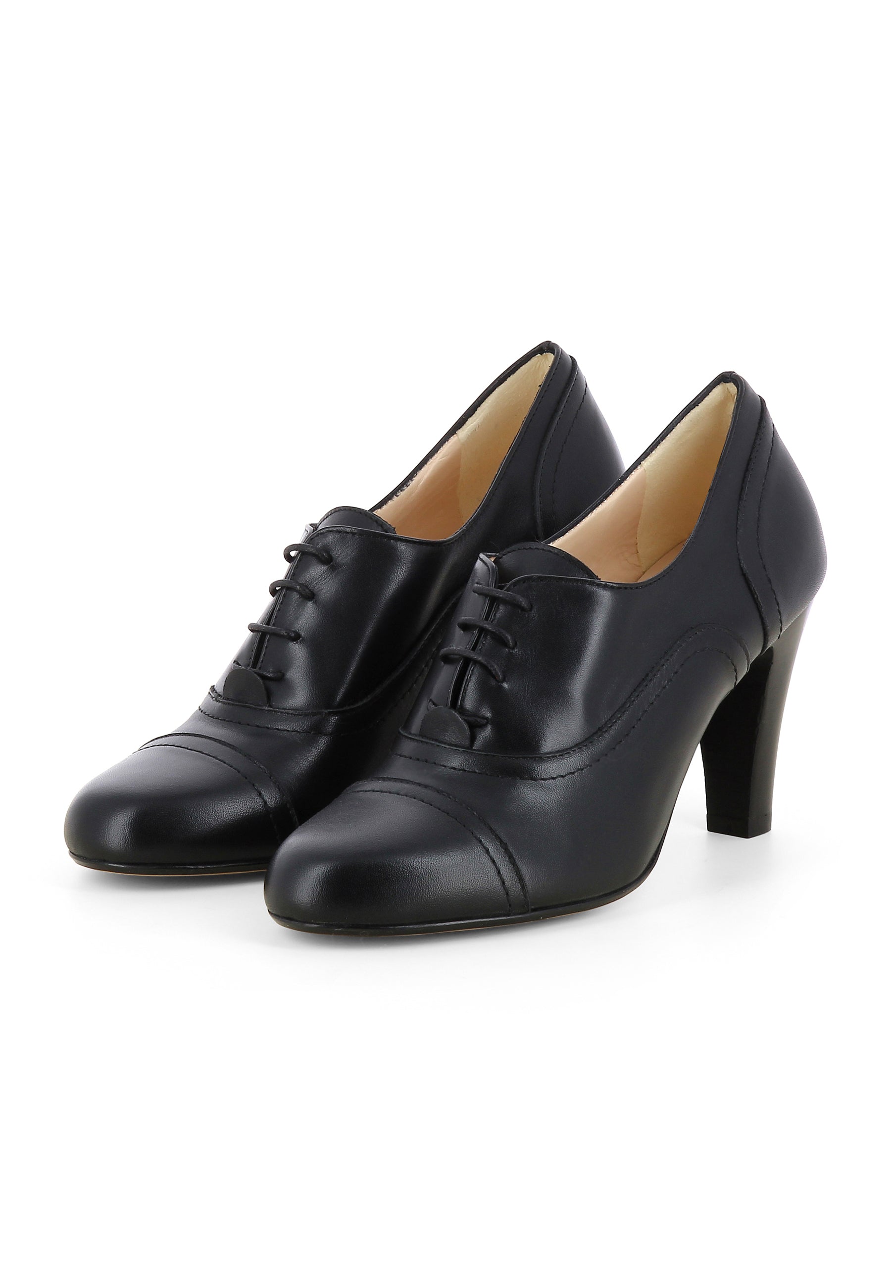 MARIA Damen Schnürpumps  -  Glattleder Schwarz