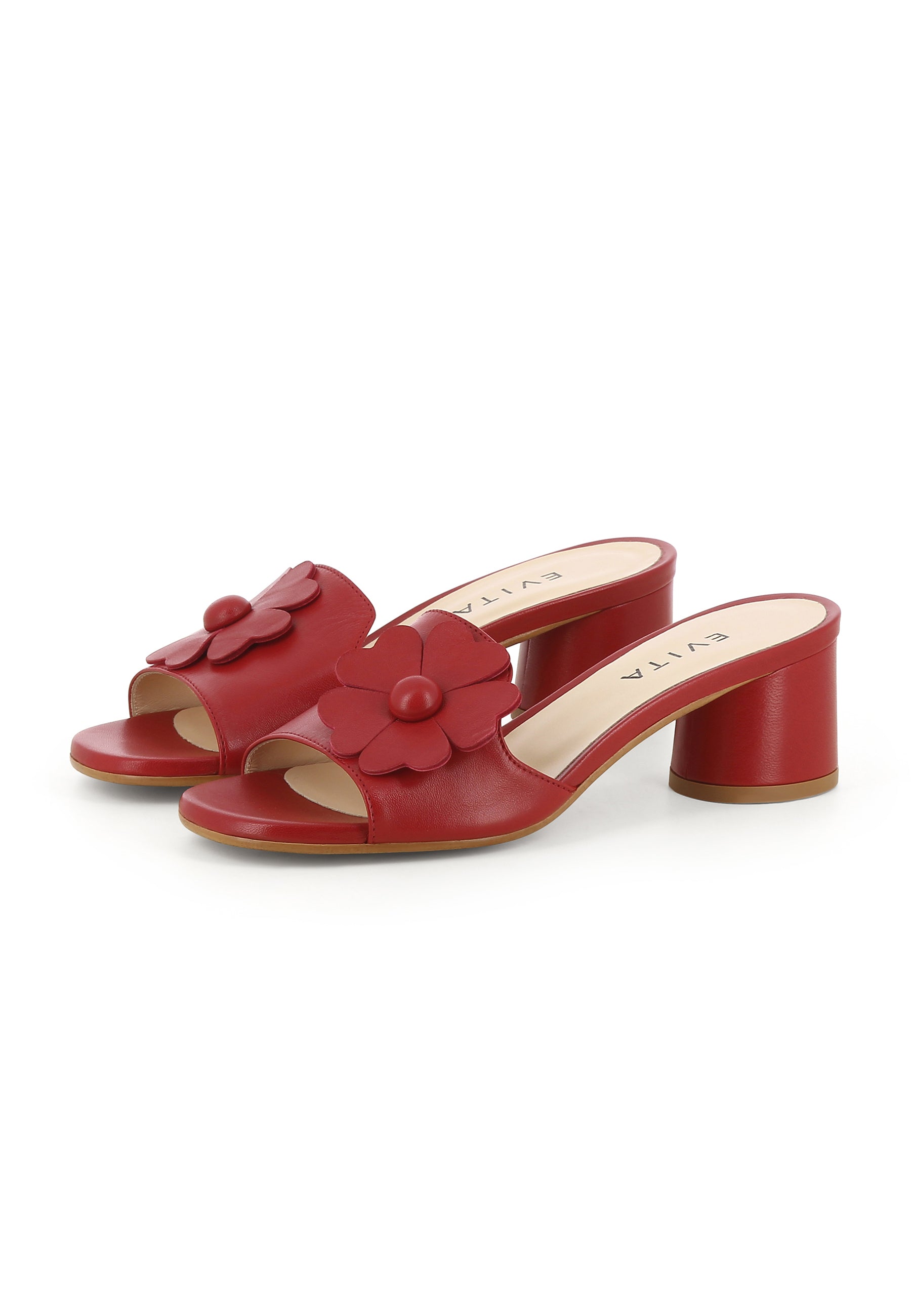 DORI Damen Pantolette  -  Glattleder Dunkelrot