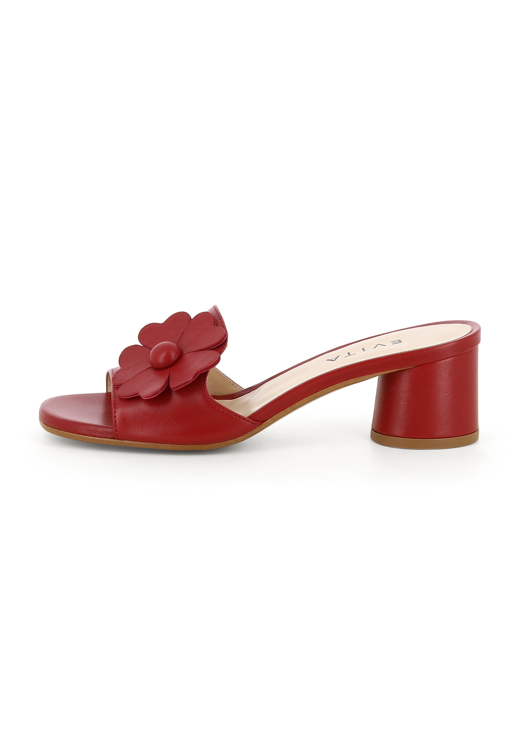 DORI Damen Pantolette  -  Glattleder Dunkelrot