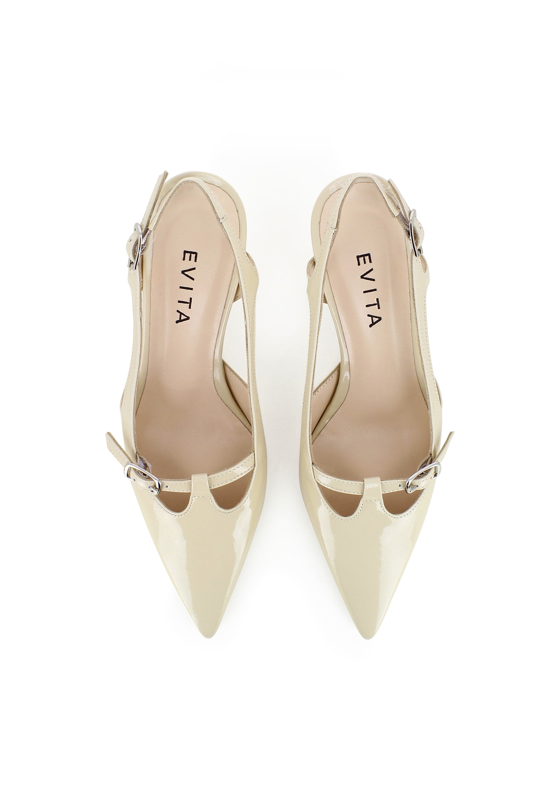PERLA Damen Sling Pumps  -  Lackleder Beige