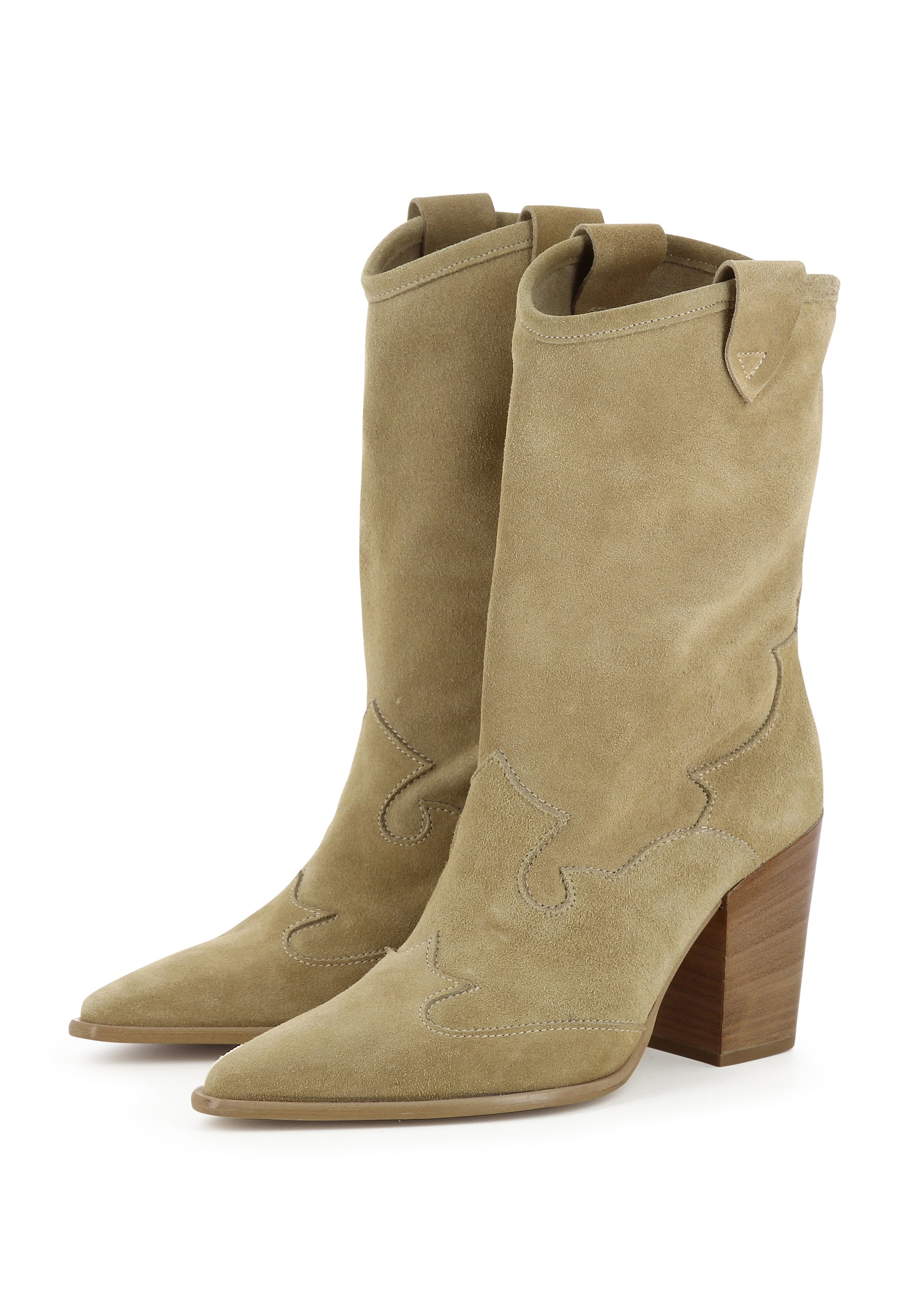 GAIA Damen Cowboy Stiefel  -  Rauleder Beige