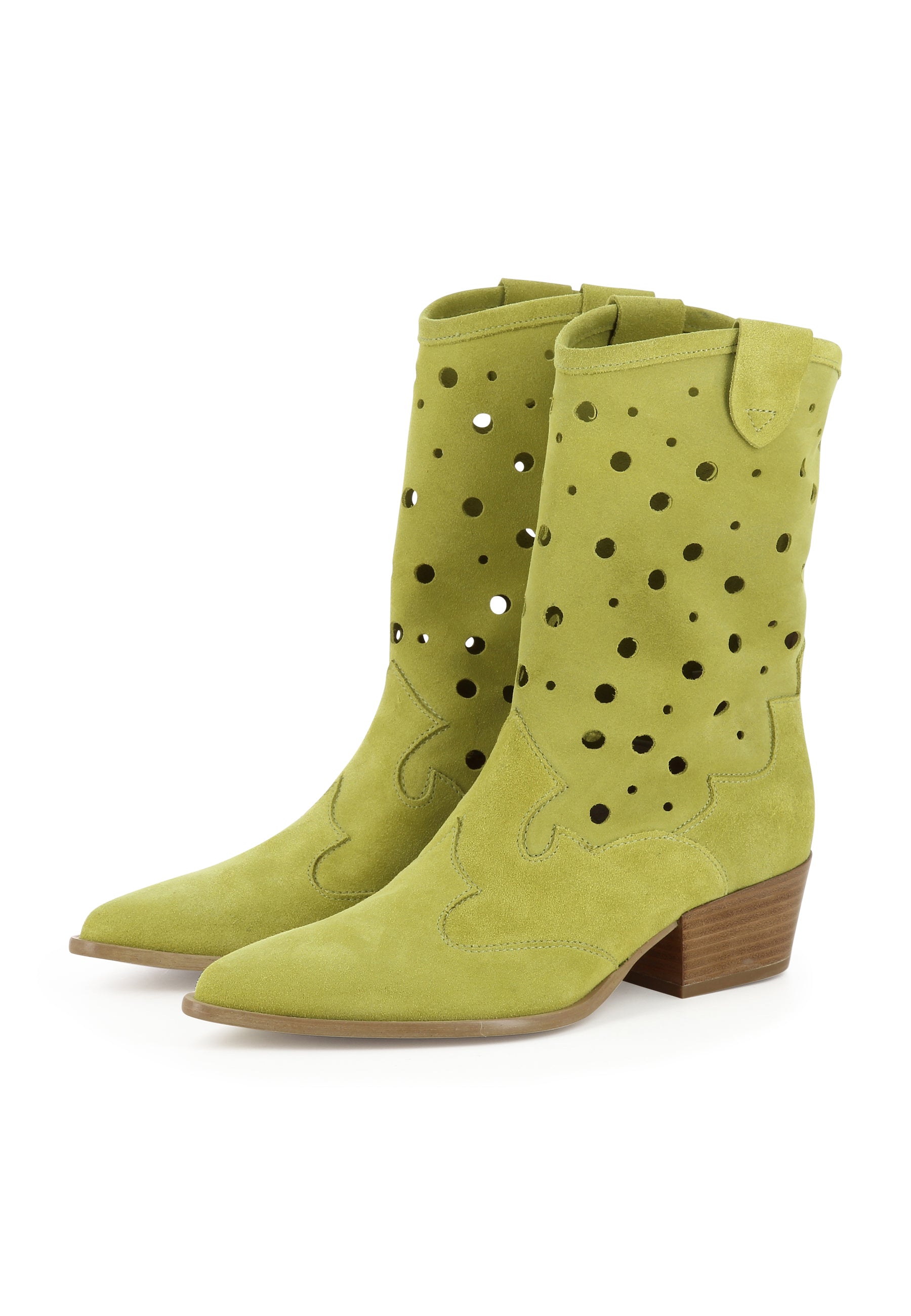 GINEVRA Damen Cowboy Stiefel  -  Rauleder Gelb