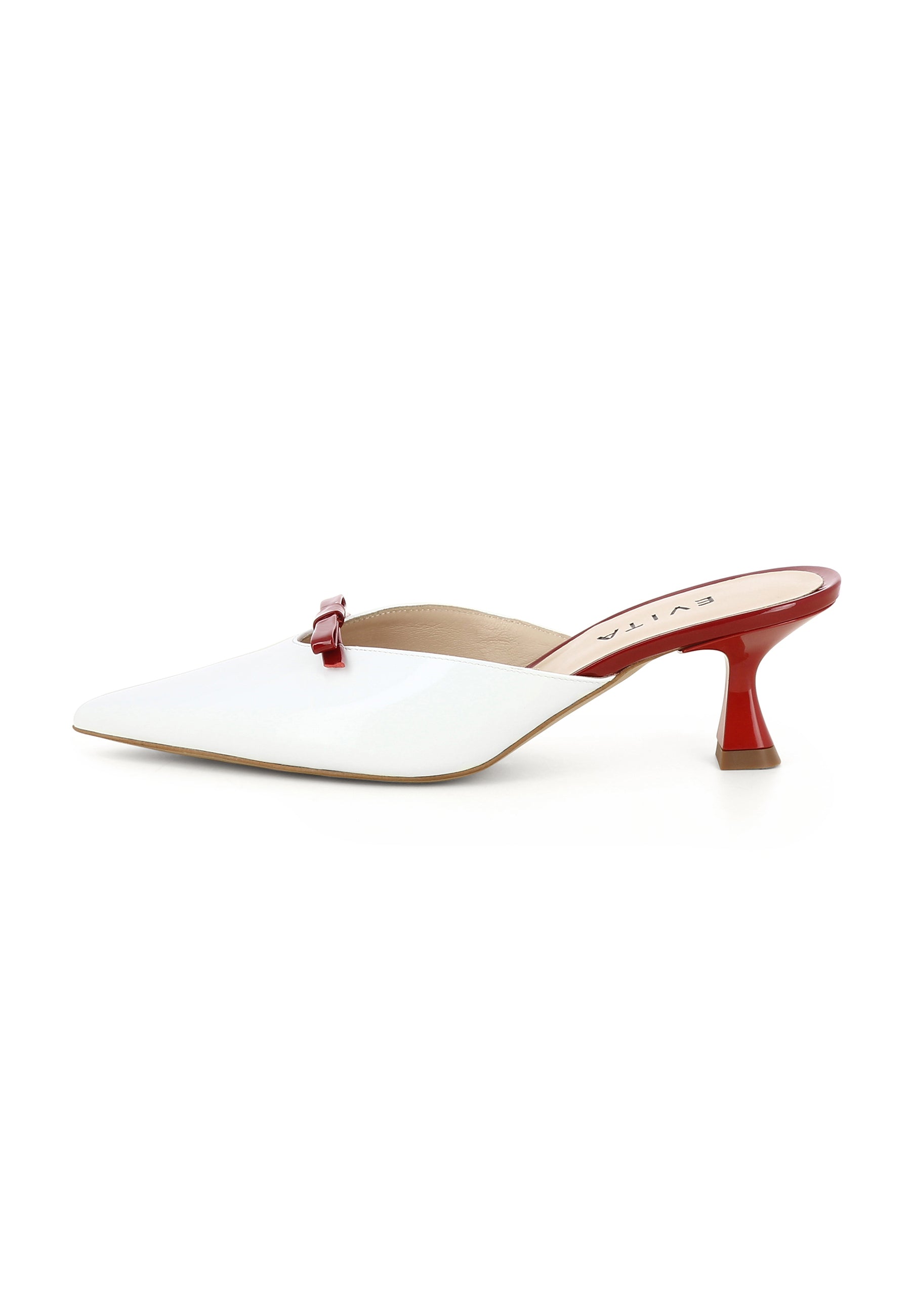 PERLA Damen Pantolette  -  Lackleder Weiß/Rot