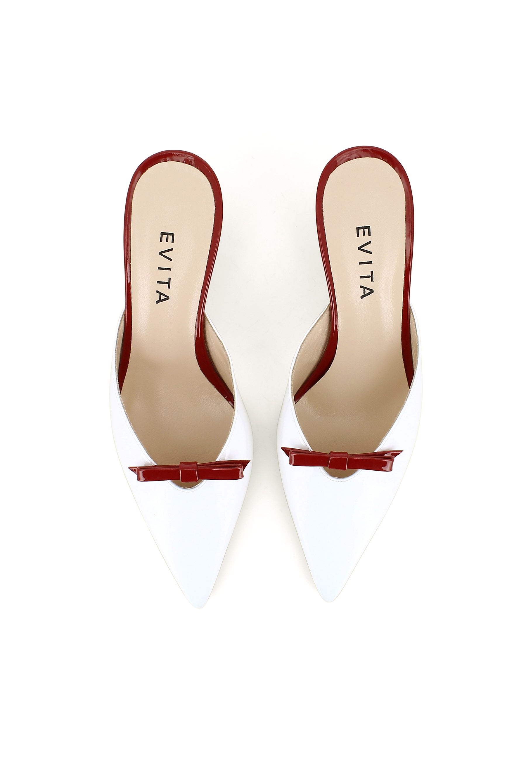 PERLA Damen Pantolette  -  Lackleder Weiß/Rot