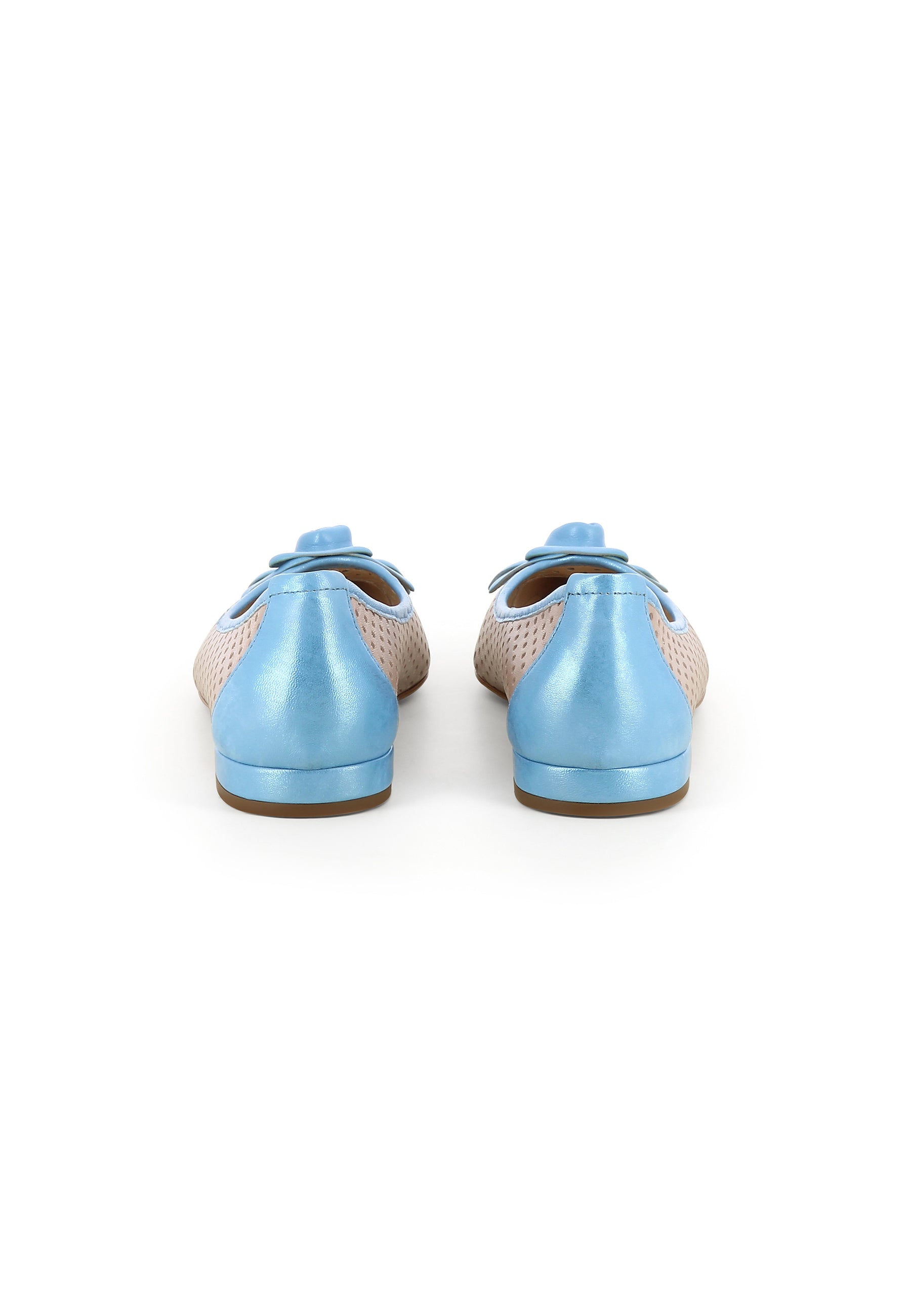SONIA Damen Flats  -  Glattleder Beige/Blau