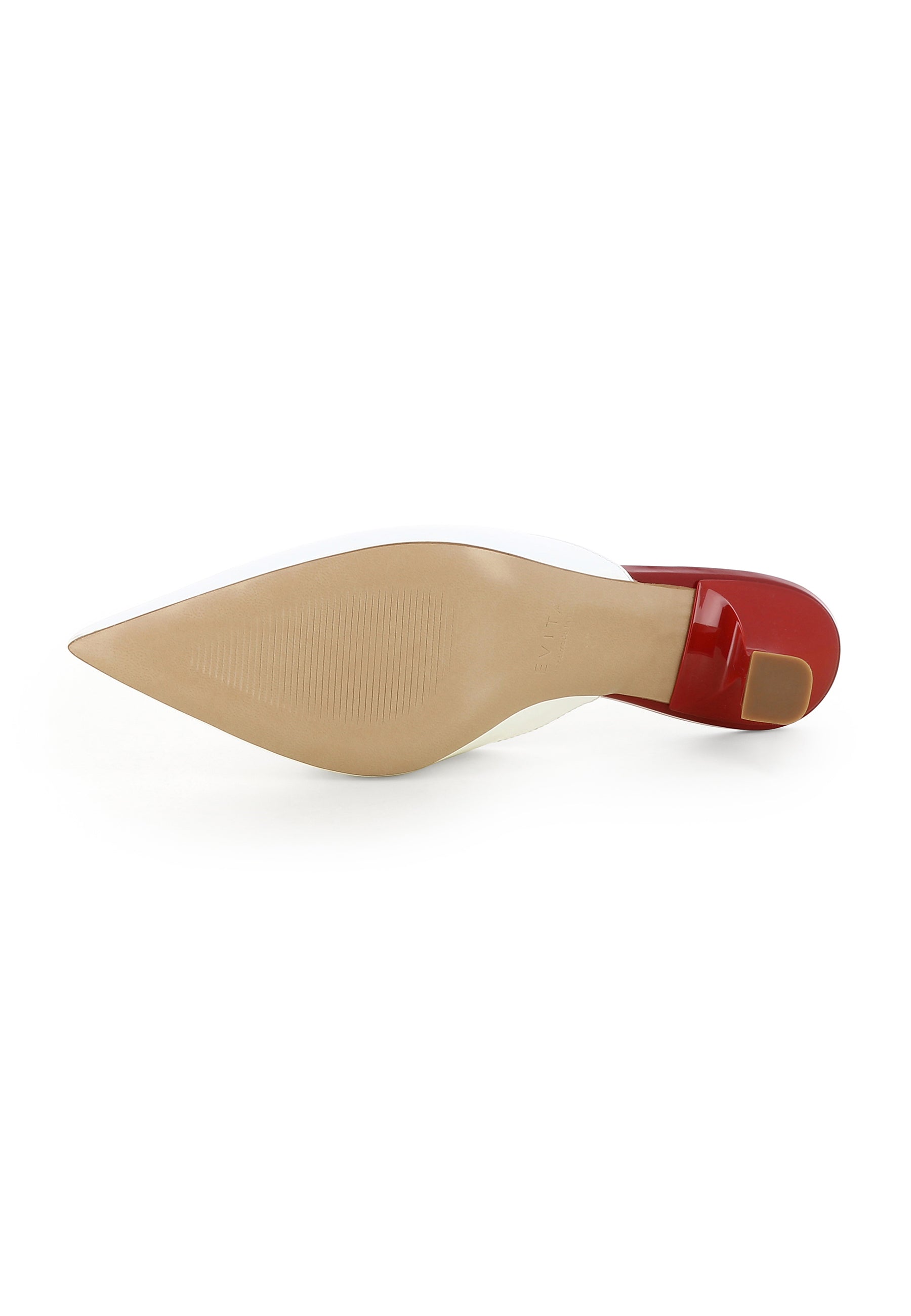 PERLA Damen Pantolette  -  Lackleder Weiß/Rot
