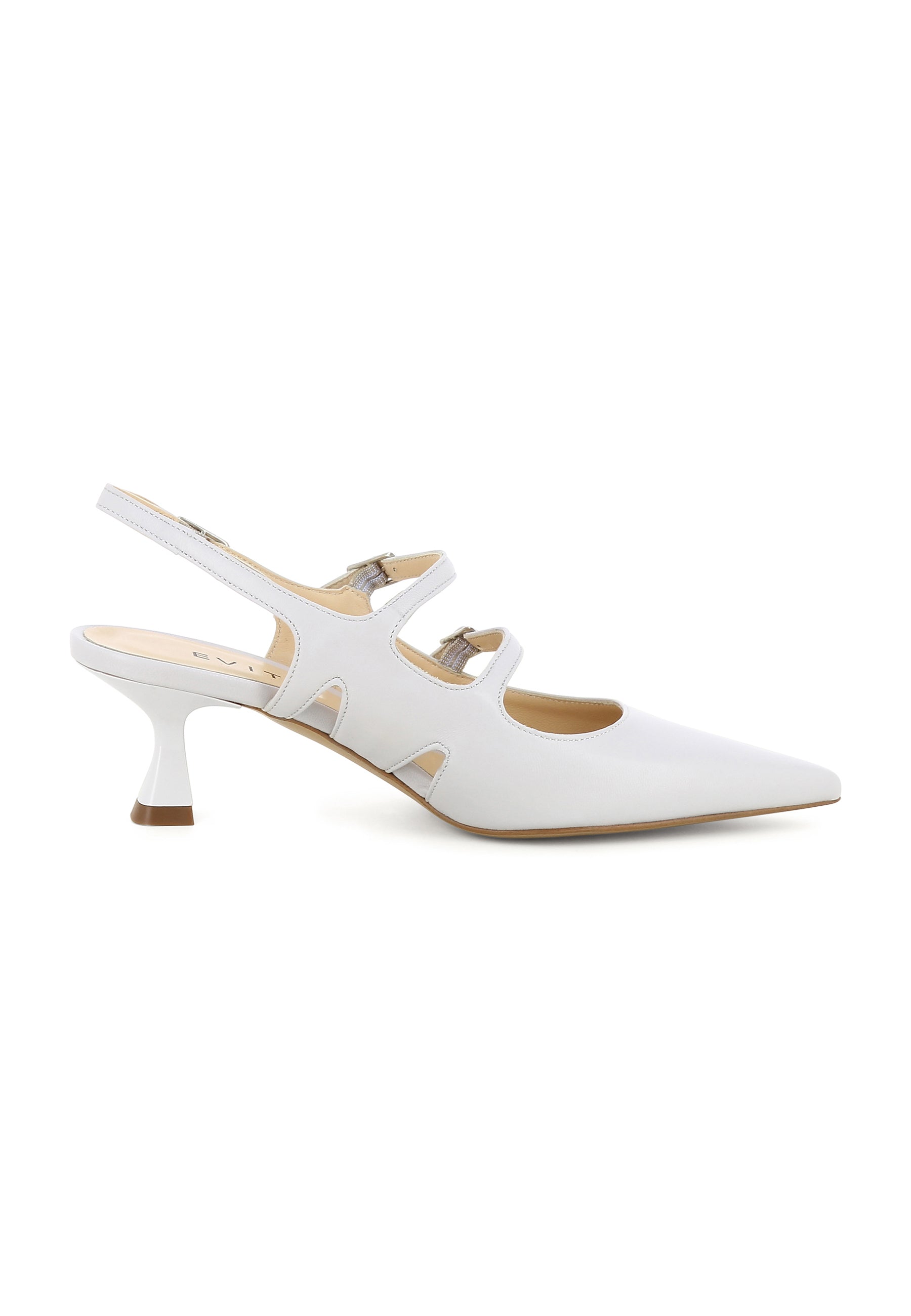 PERLA Damen Sling Pumps  -  Glattleder Hellgrau