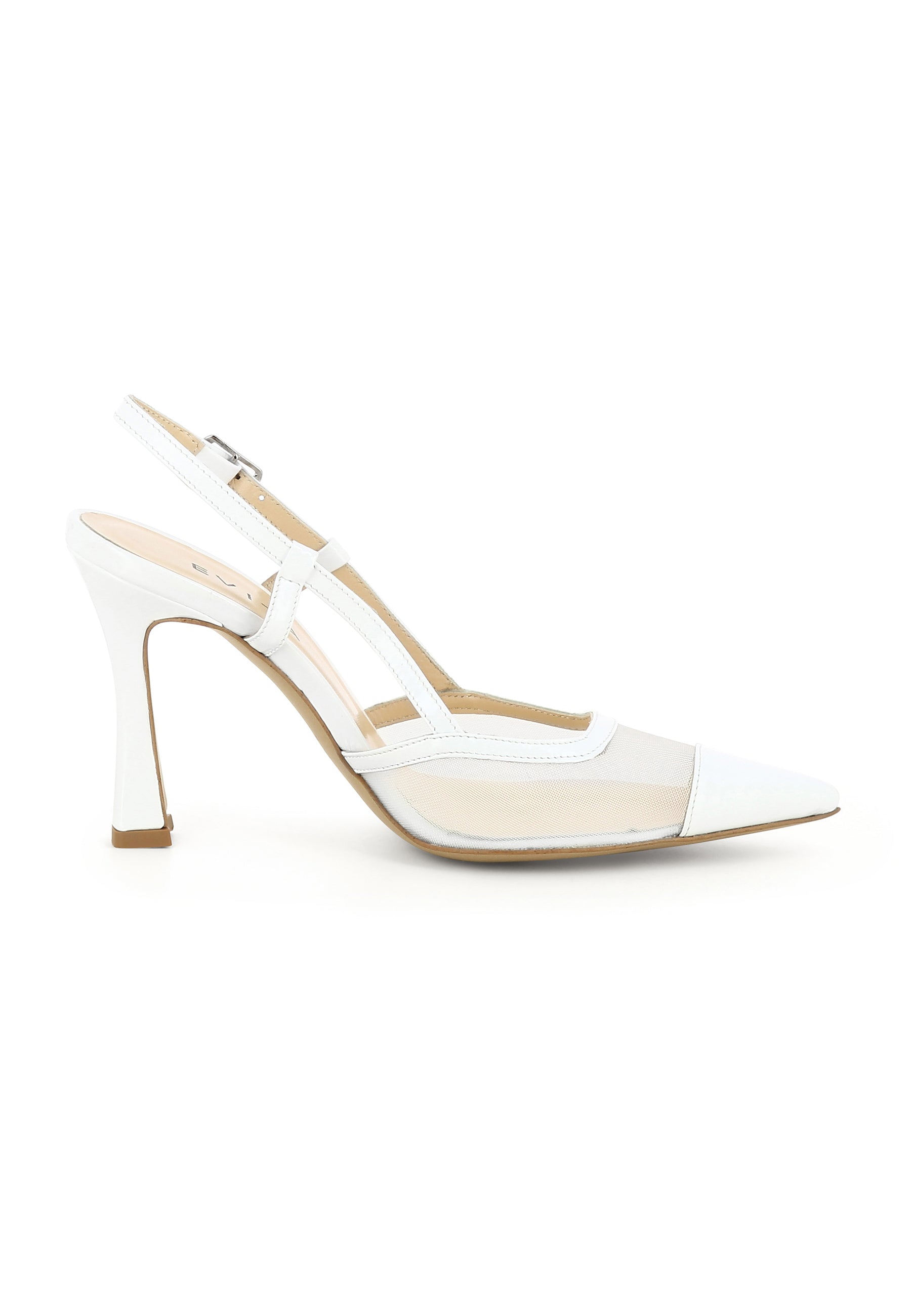 PIA Damen Sling Pumps  -  Lackleder Weiß