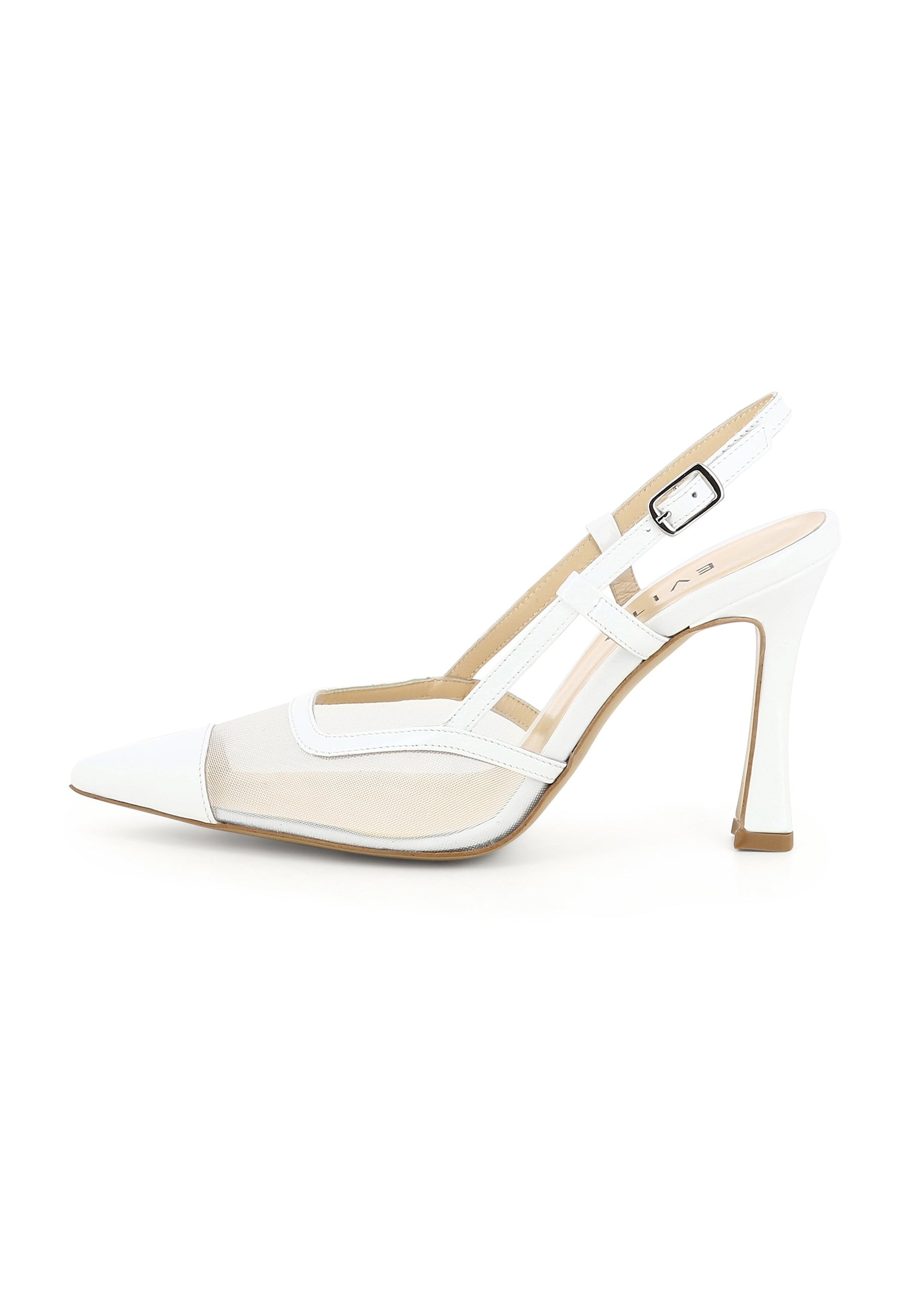 PIA Damen Sling Pumps  -  Lackleder Weiß