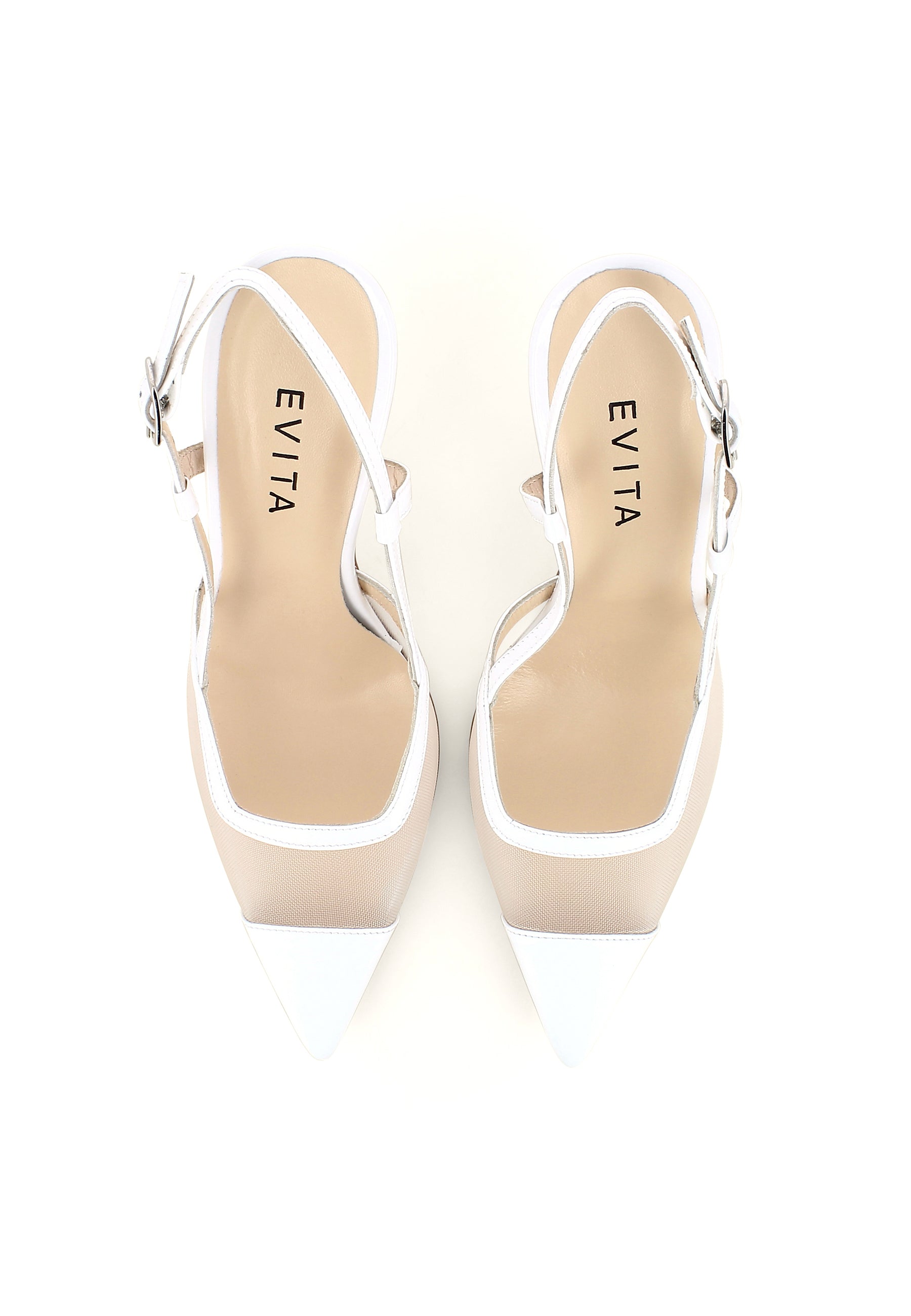 PIA Damen Sling Pumps  -  Lackleder Weiß