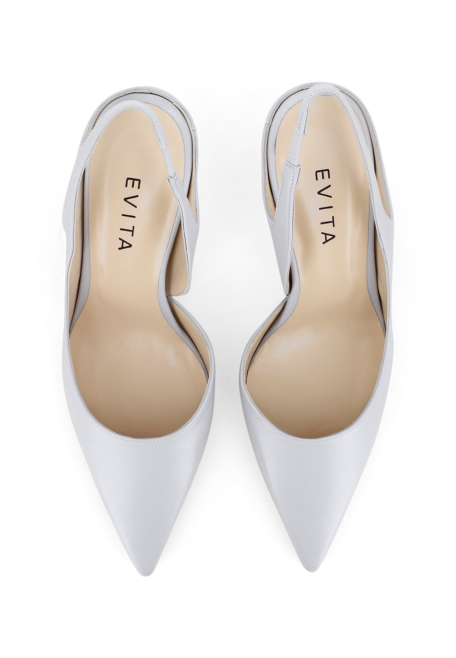 PENELOPE Damen Sling Pumps  -  Glattleder Hellgrau