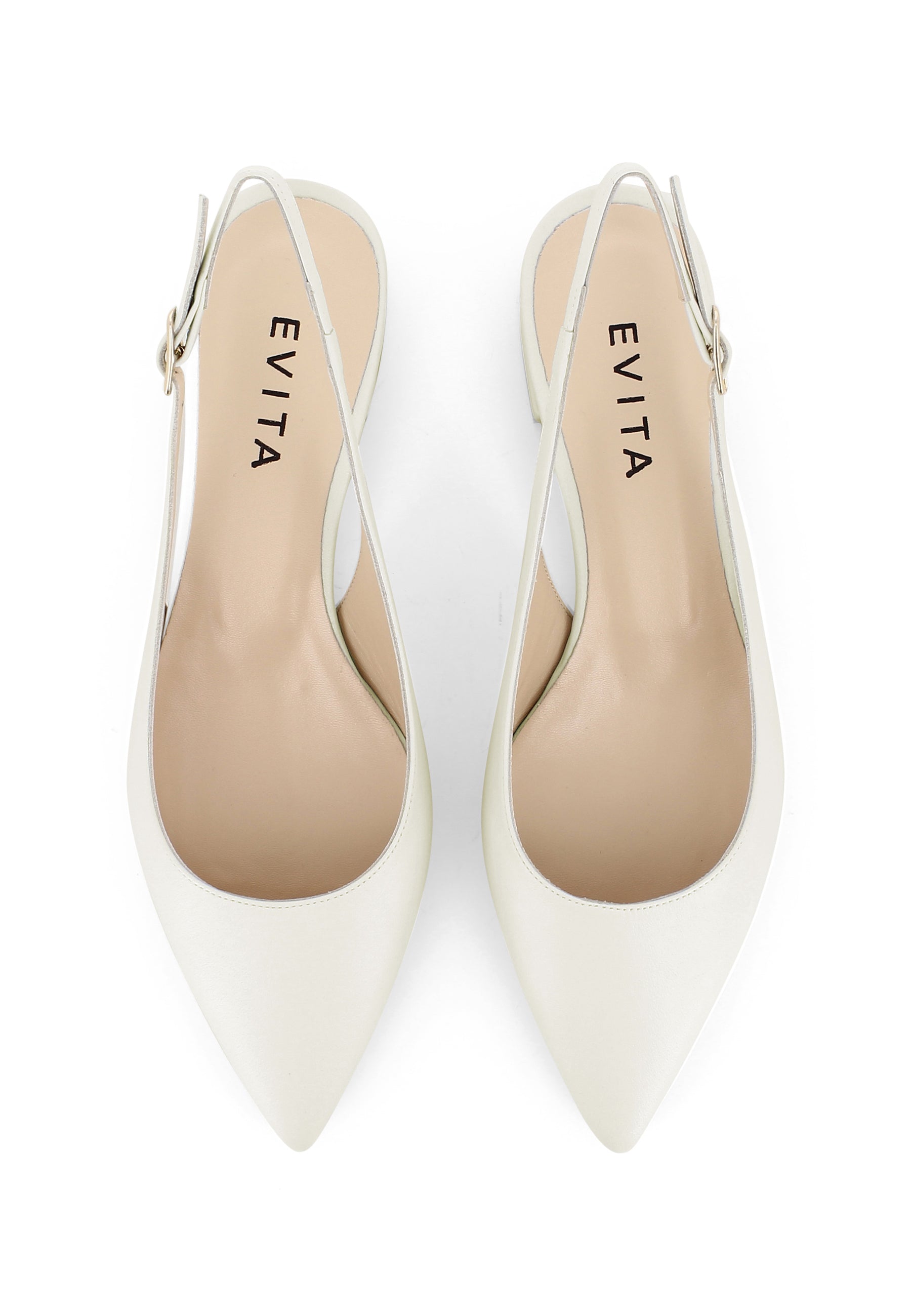 FRANCA Damen Sling Pumps  -  Glattleder Cremeweiß