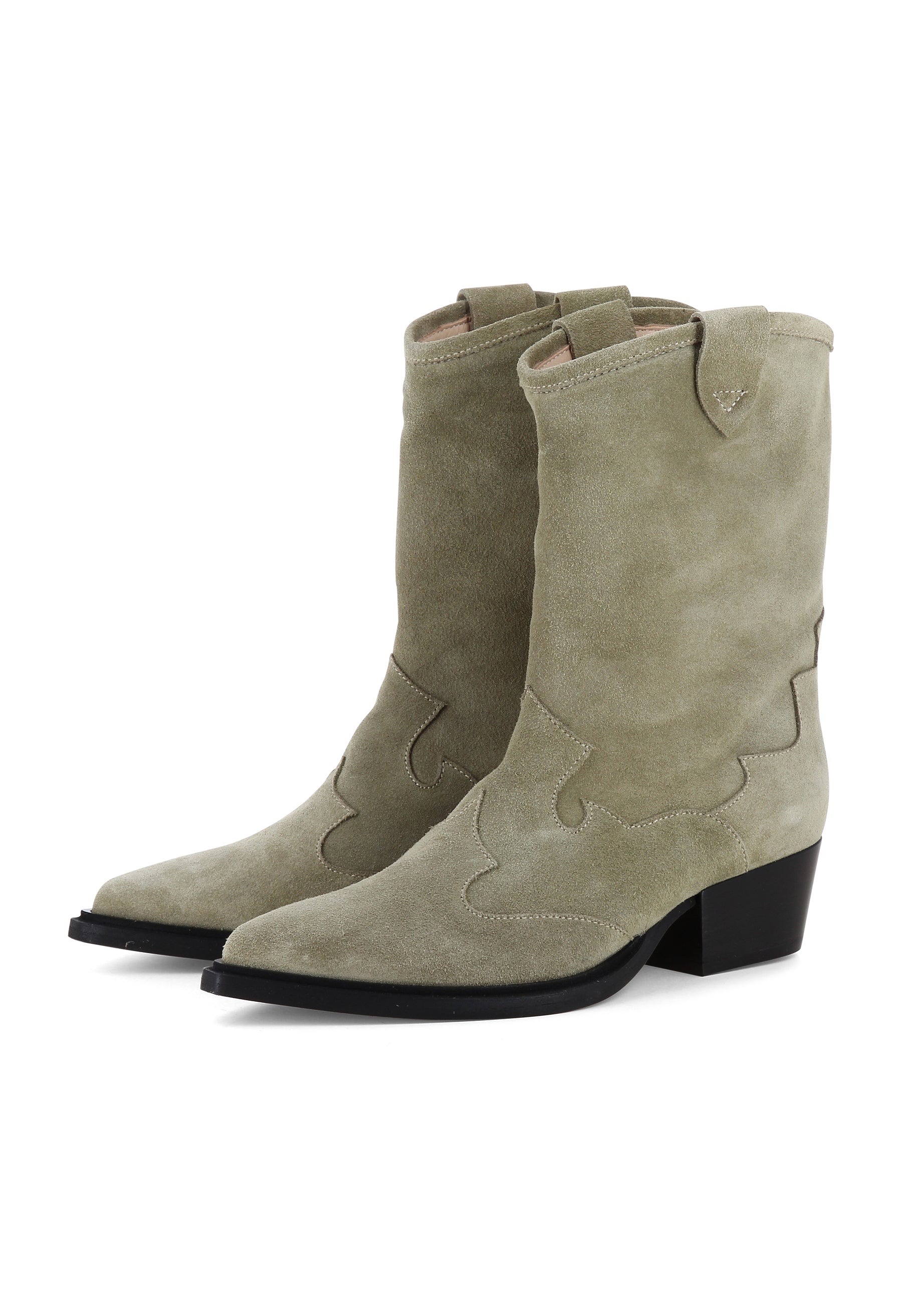 GINEVRA Damen Cowboy Stiefel  -  Rauleder Greige