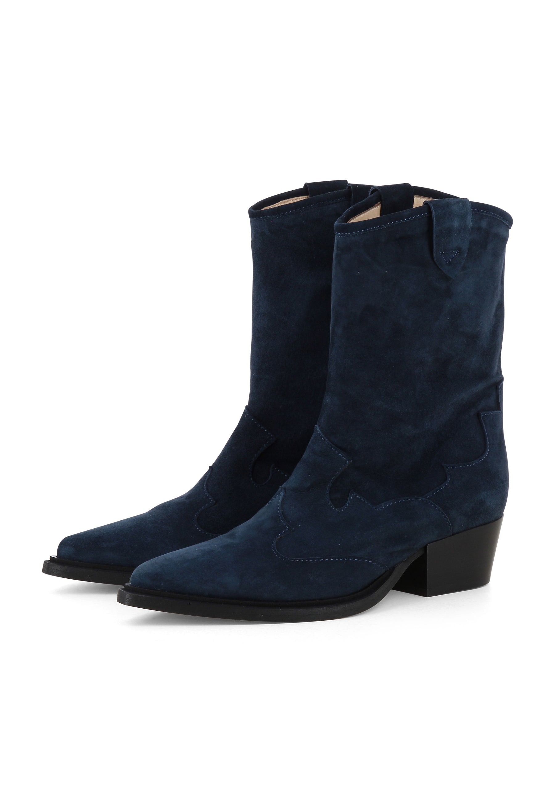 GINEVRA Damen Cowboy Stiefel  -  Rauleder Dunkelblau