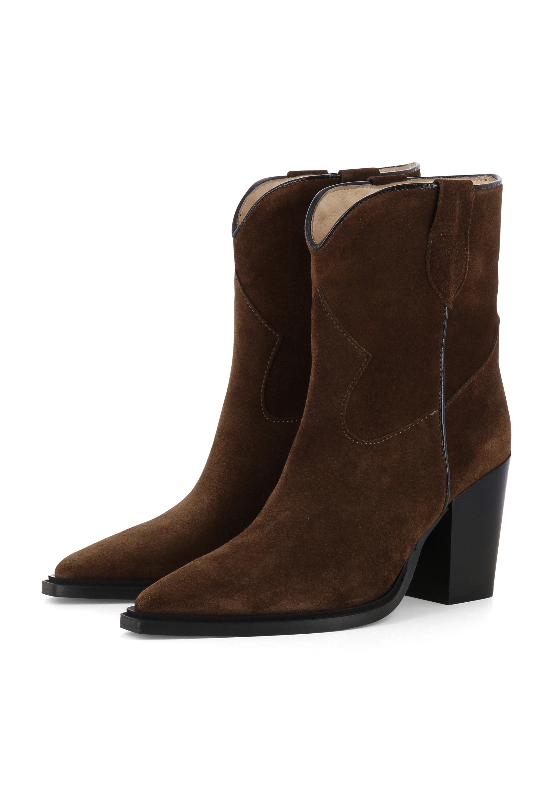 GAIA Damen Cowboy Stiefel  -  Rauleder Dunkelbraun