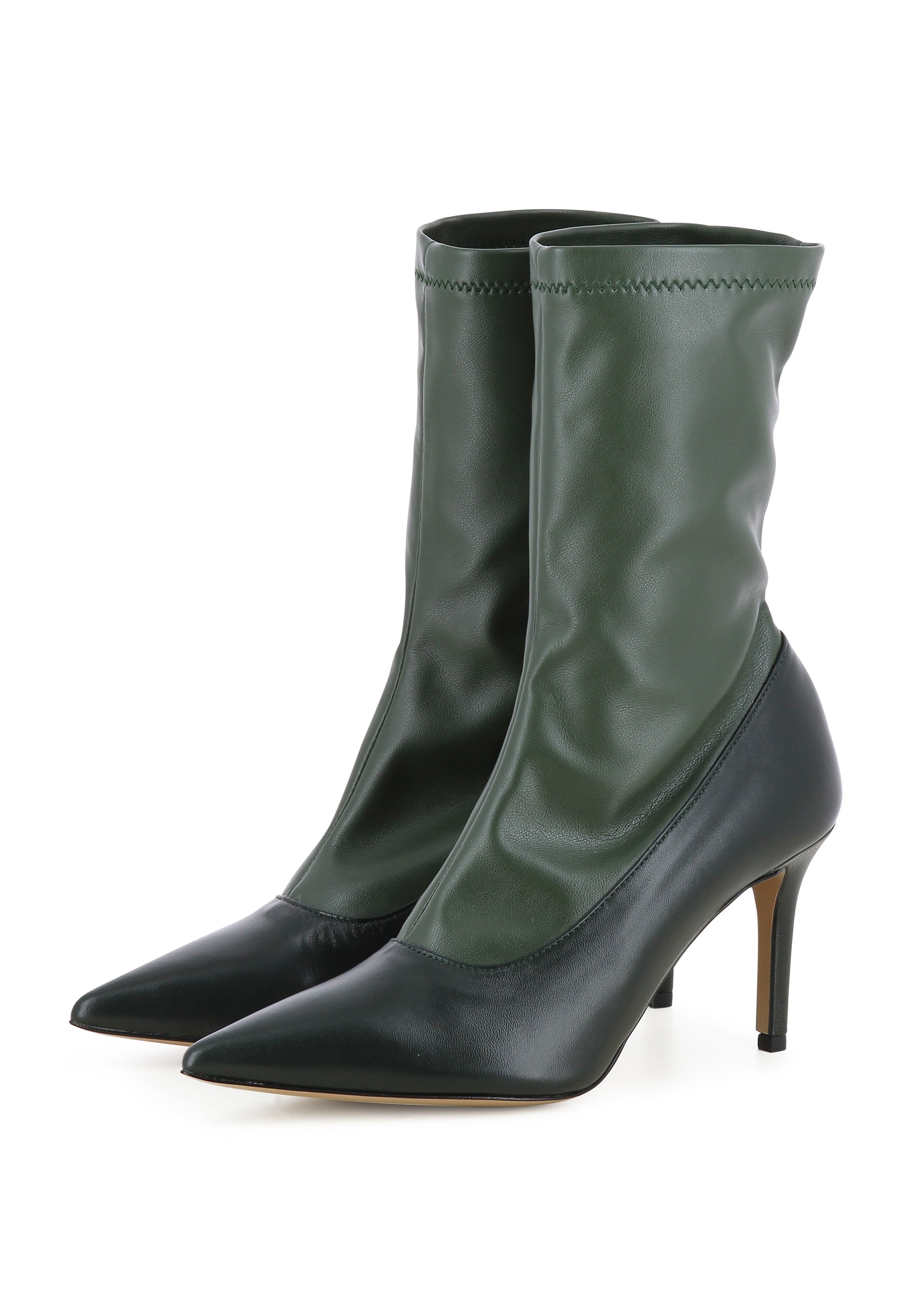 JESSICA Damen Stiefelette  -  Glattleder Dunkelgrün