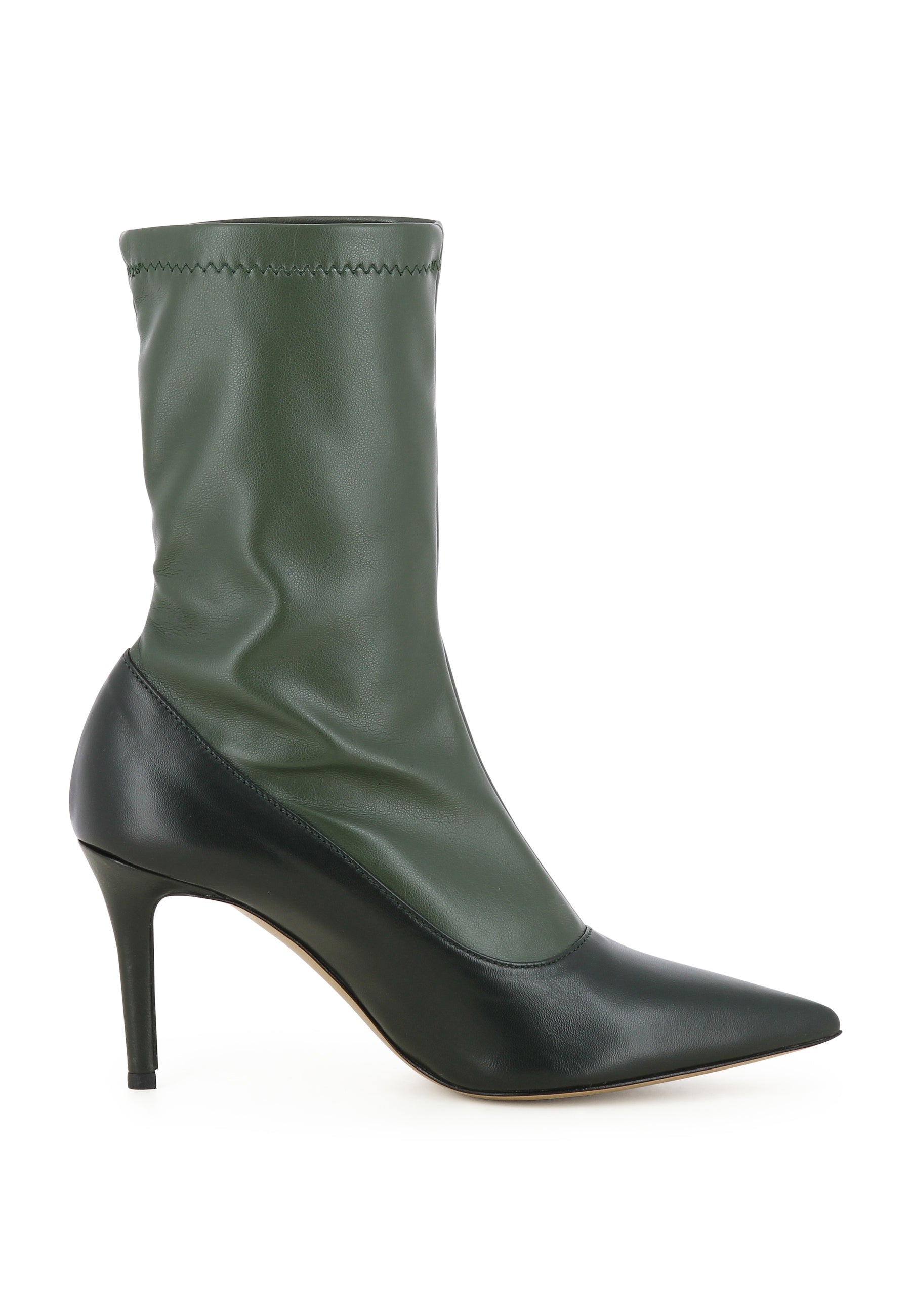 JESSICA Damen Stiefelette  -  Glattleder Dunkelgrün