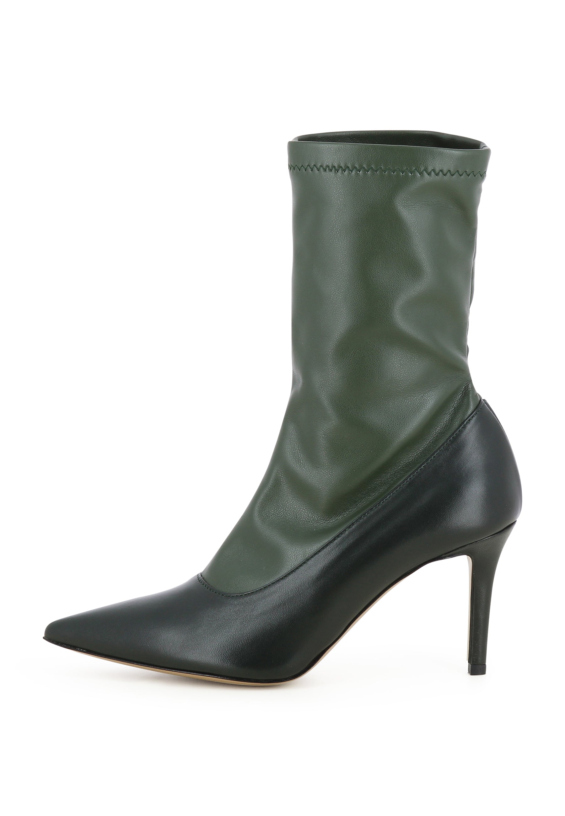 JESSICA Damen Stiefelette  -  Glattleder Dunkelgrün
