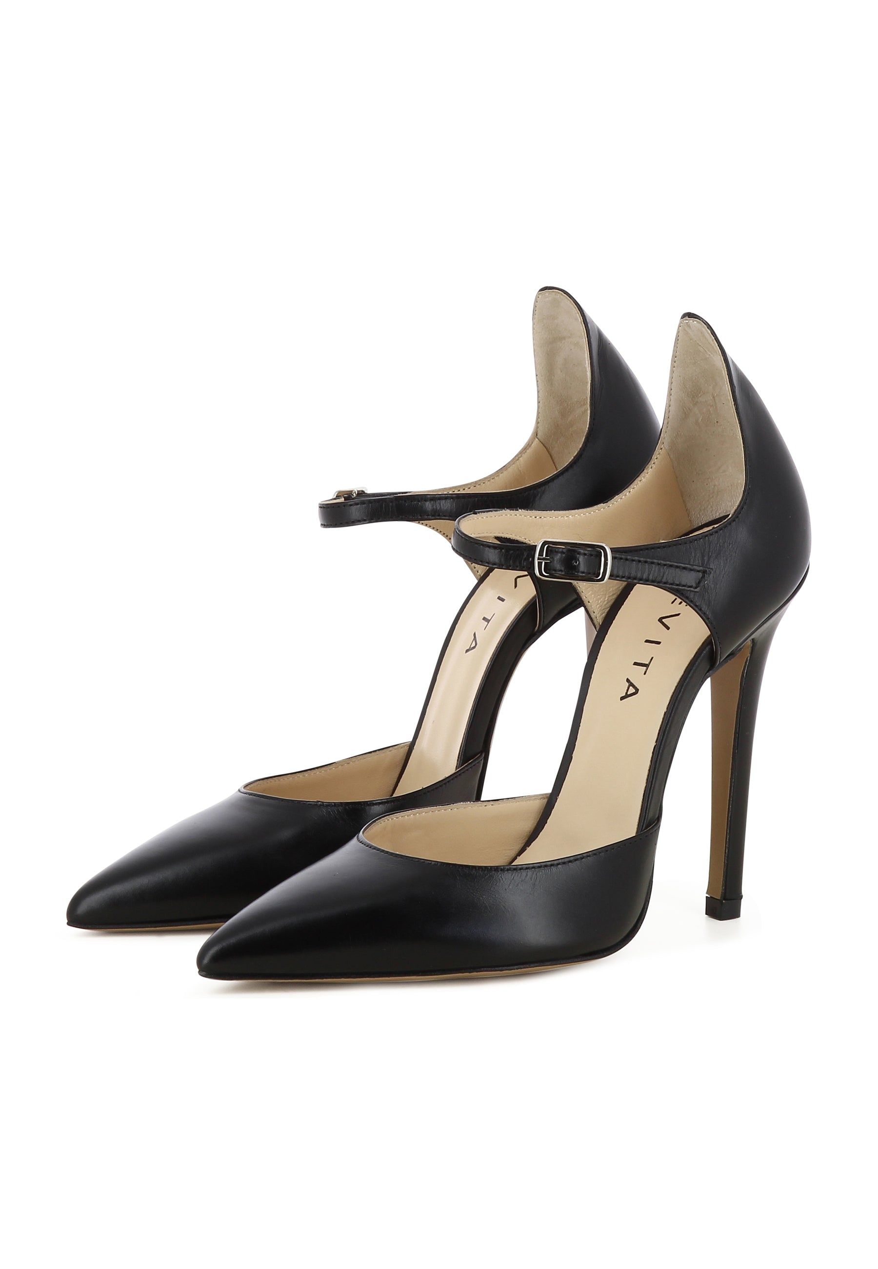 LISA Damen Pumps Halboffen  -  Glattleder Schwarz