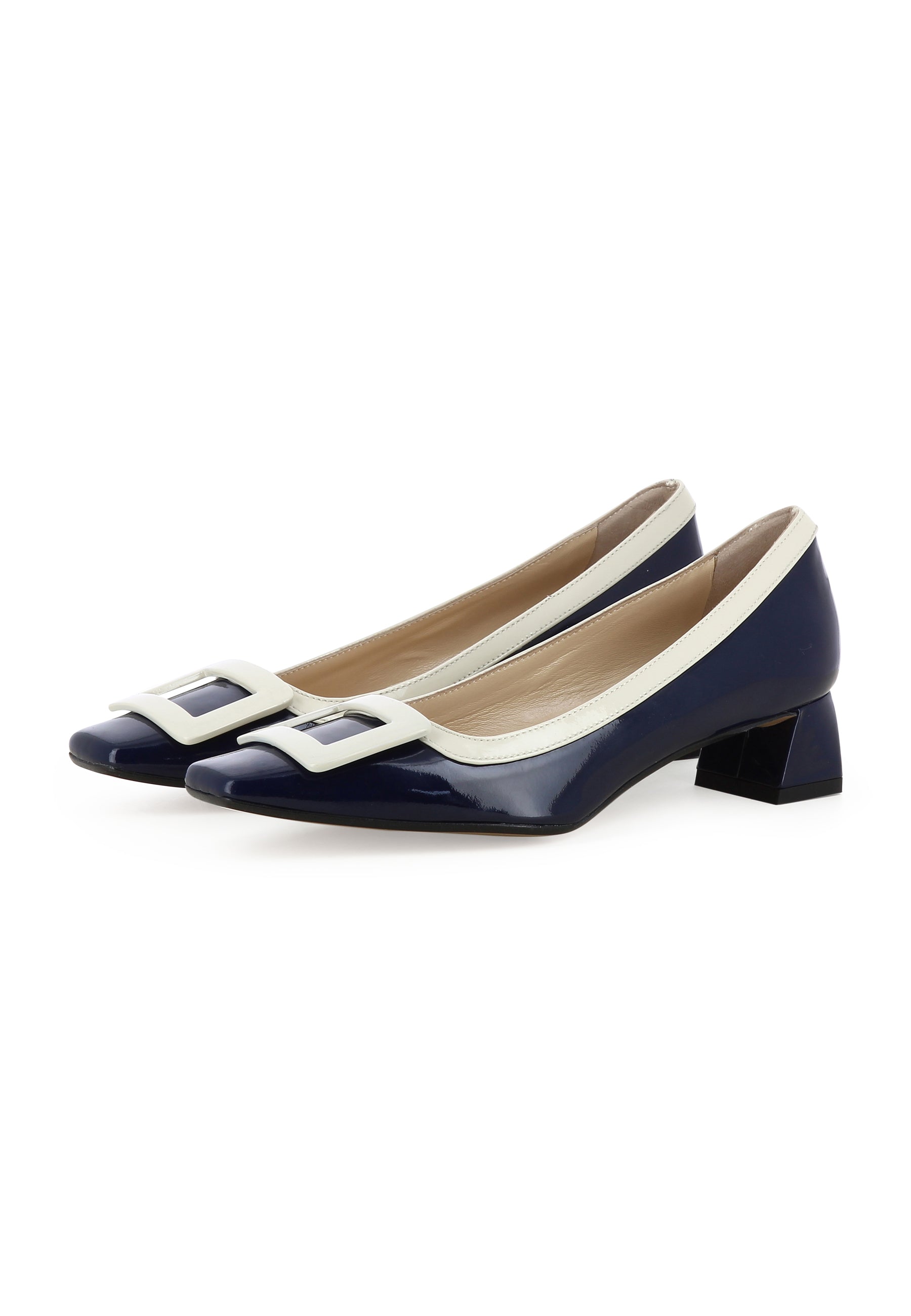 SABRINA Damen Pumps  -  Lackleder Dunkelblau/ Creme