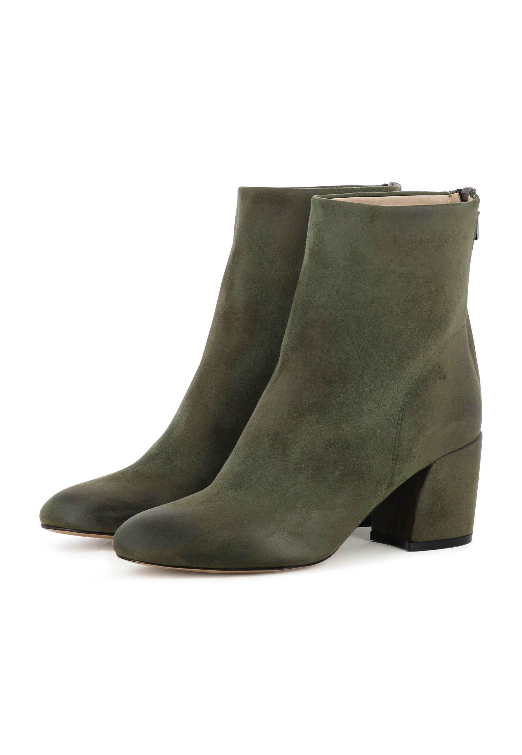 Damen Stiefelette  -  Nubukleder Dunkelgrün