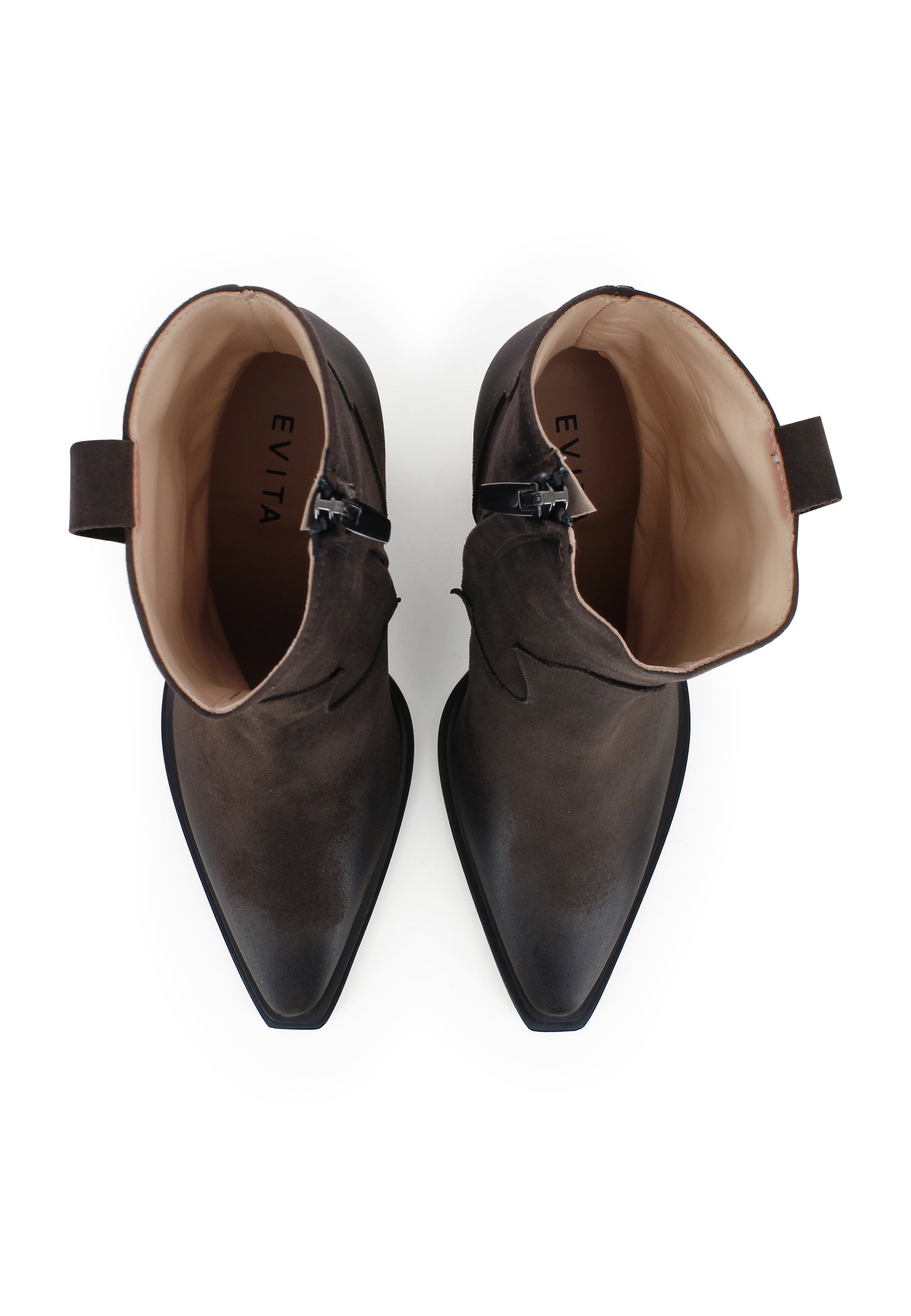GAIA Damen Cowboy Stiefelette  -  Nubukleder Dunkelbraun