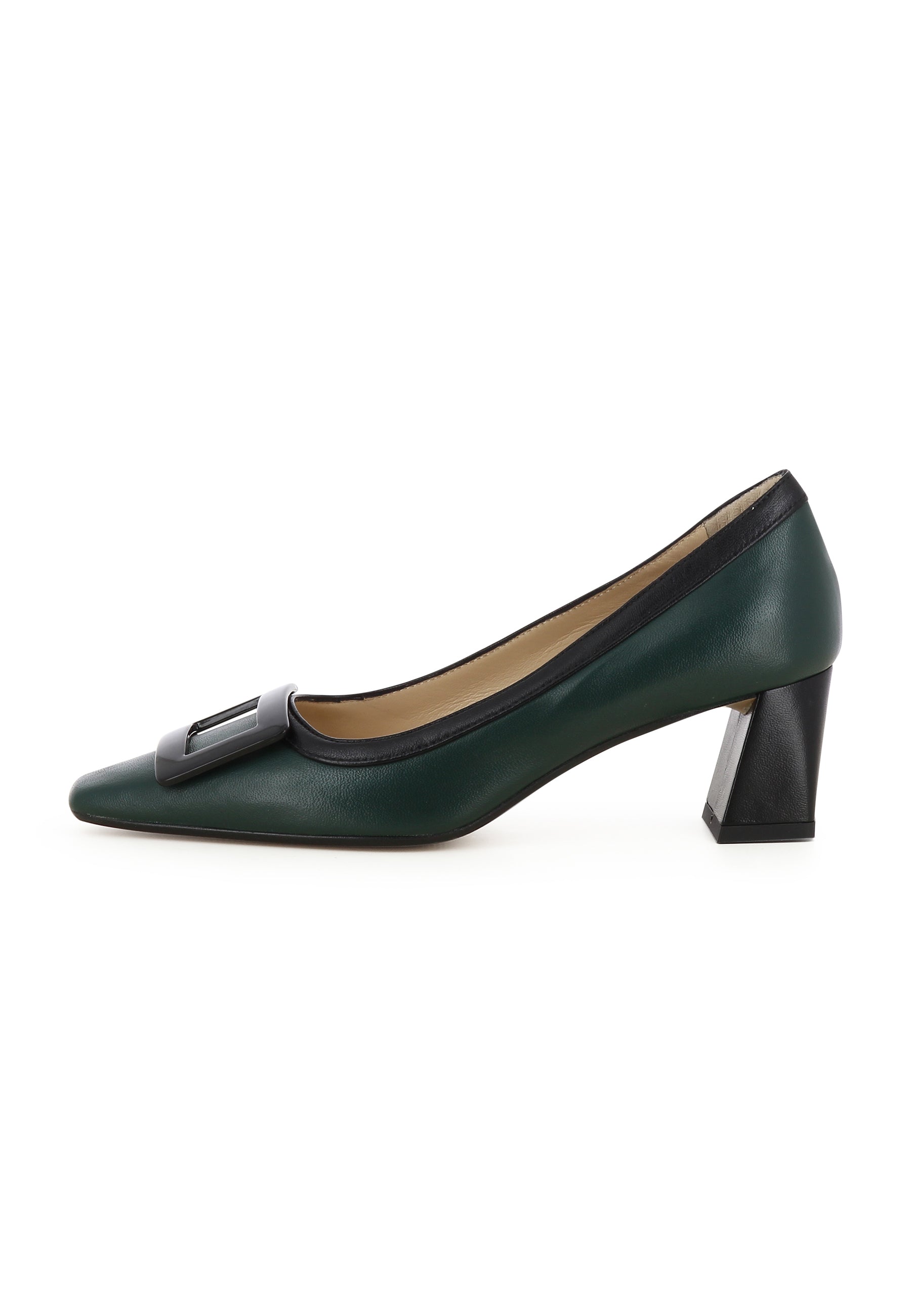 VANESSA Damen Pumps  -  Glattleder Grün/Schwarz