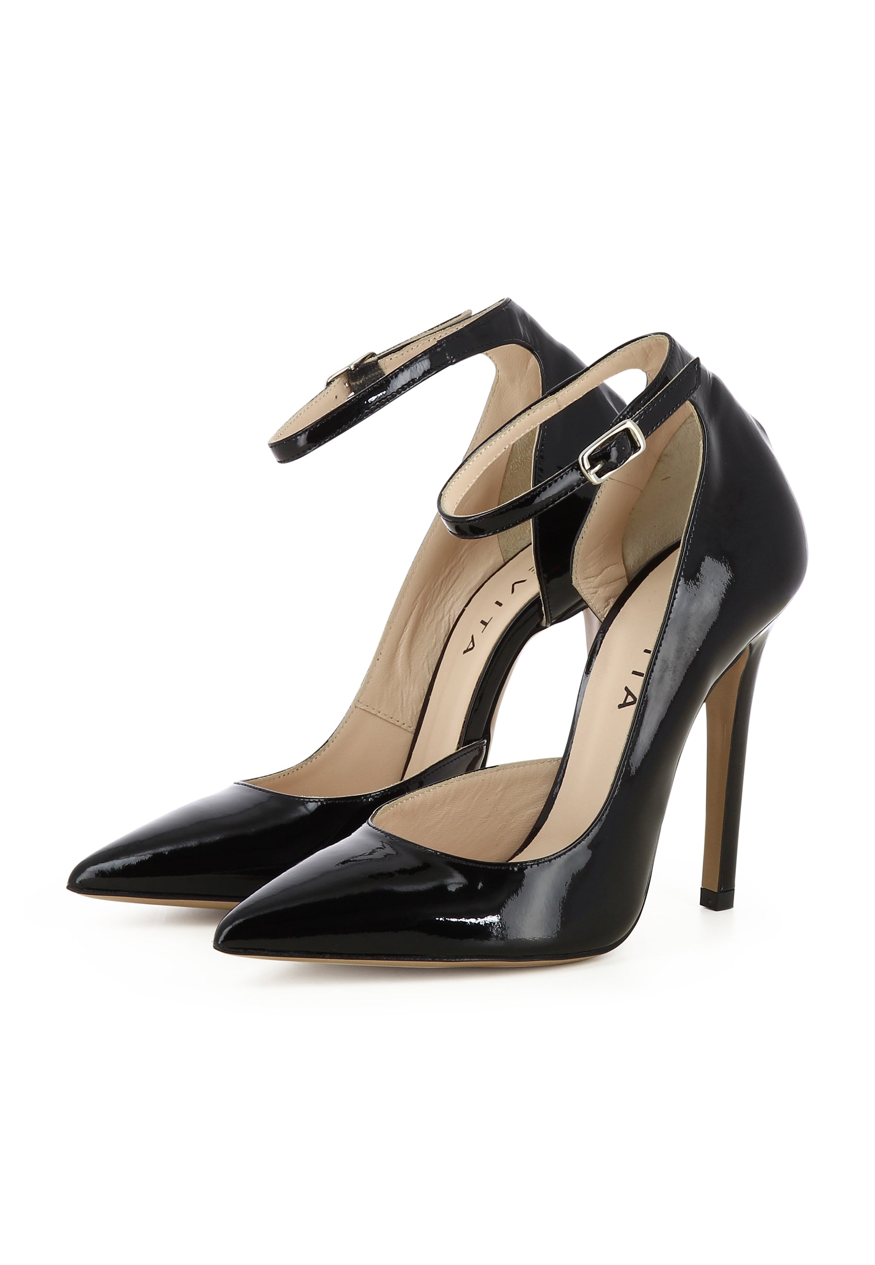 LISA Damen Pumps Halboffen  -  Lackleder Schwarz