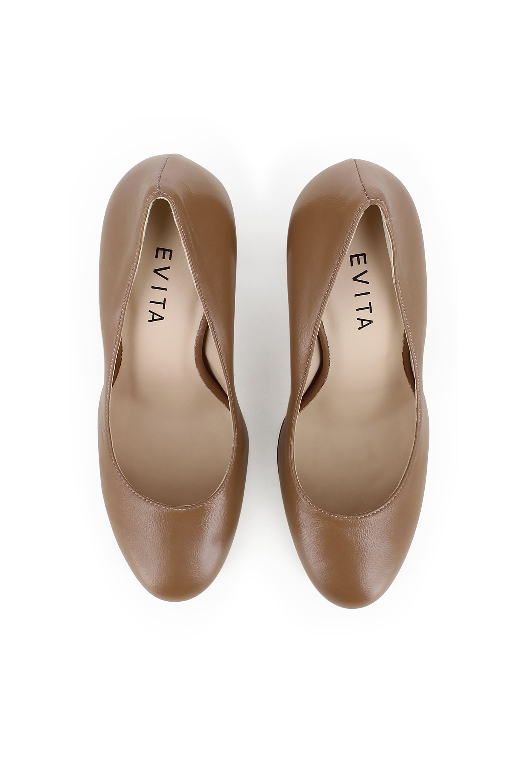 CRISTINA Damen Pumps  -  Glattleder Hellbraun